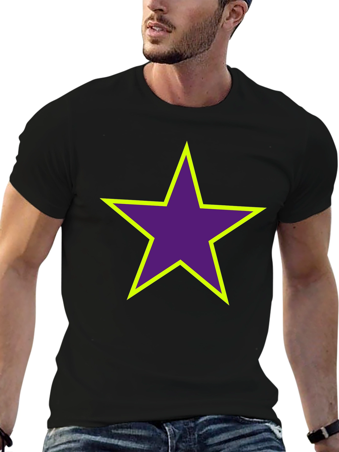 Black Bold Star Graphic T-Shirt view 6
