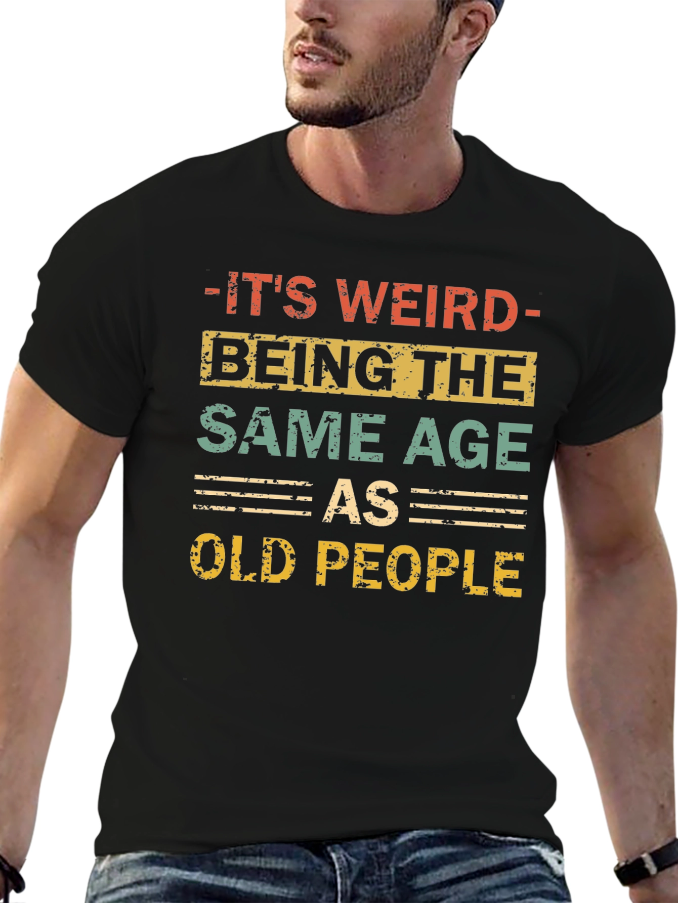 Black Funny "Same Age as Old People" Graphic Tee view 6