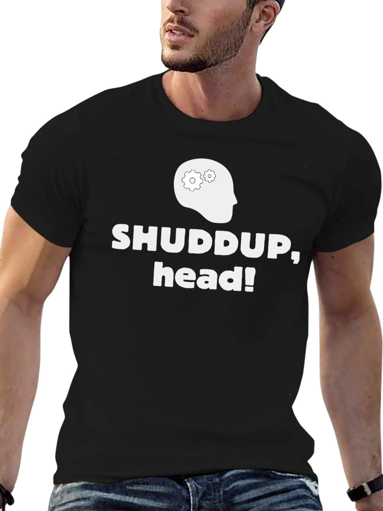 Black Shuddup, Head! Graphic T-Shirt view 6