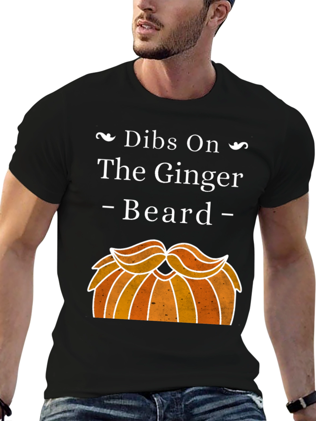 Black Dibs On The Ginger Beard Graphic T-Shirt view 6