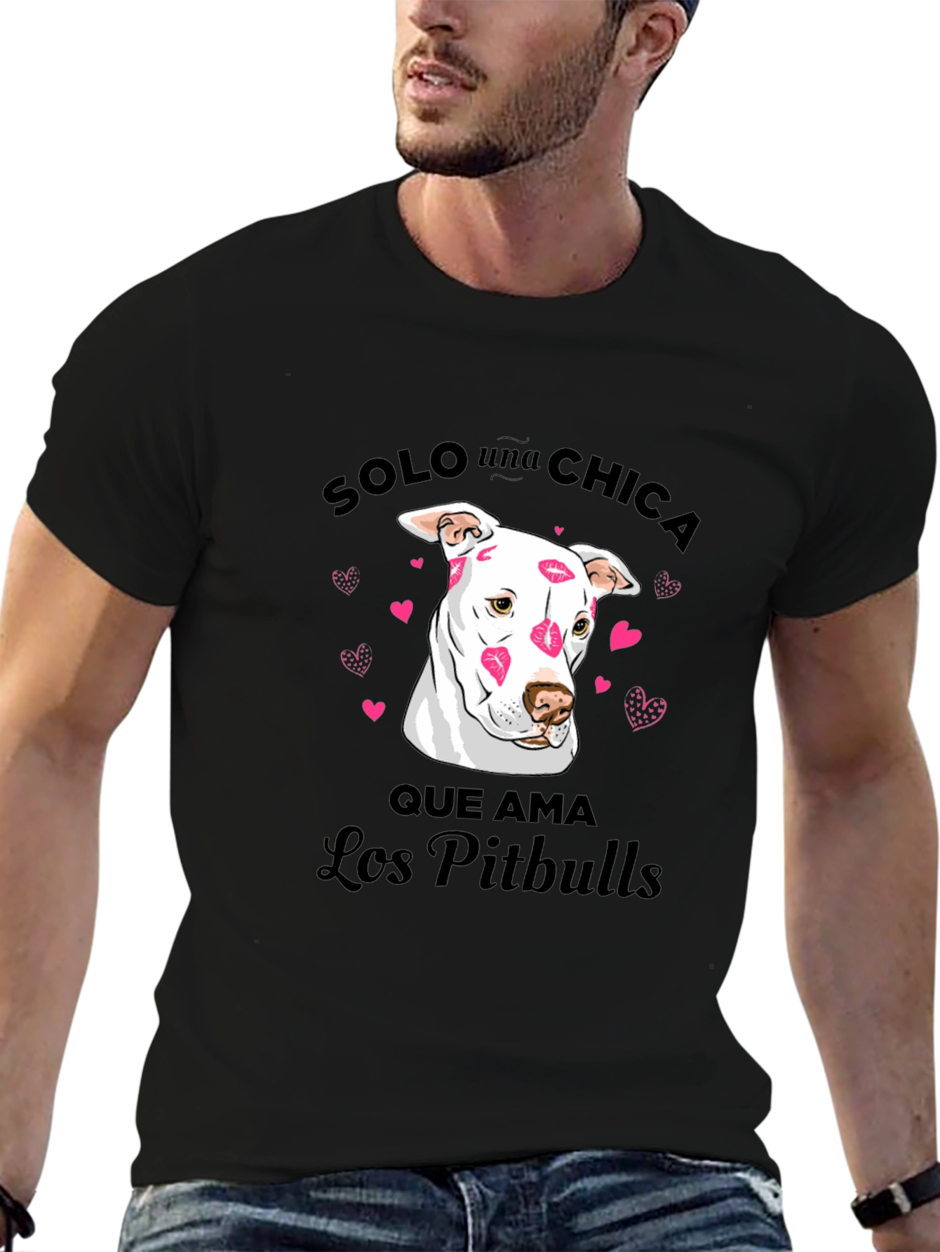 Black Pitbull Lover T-Shirt - Solo Una Chica Graphic Tee view 6