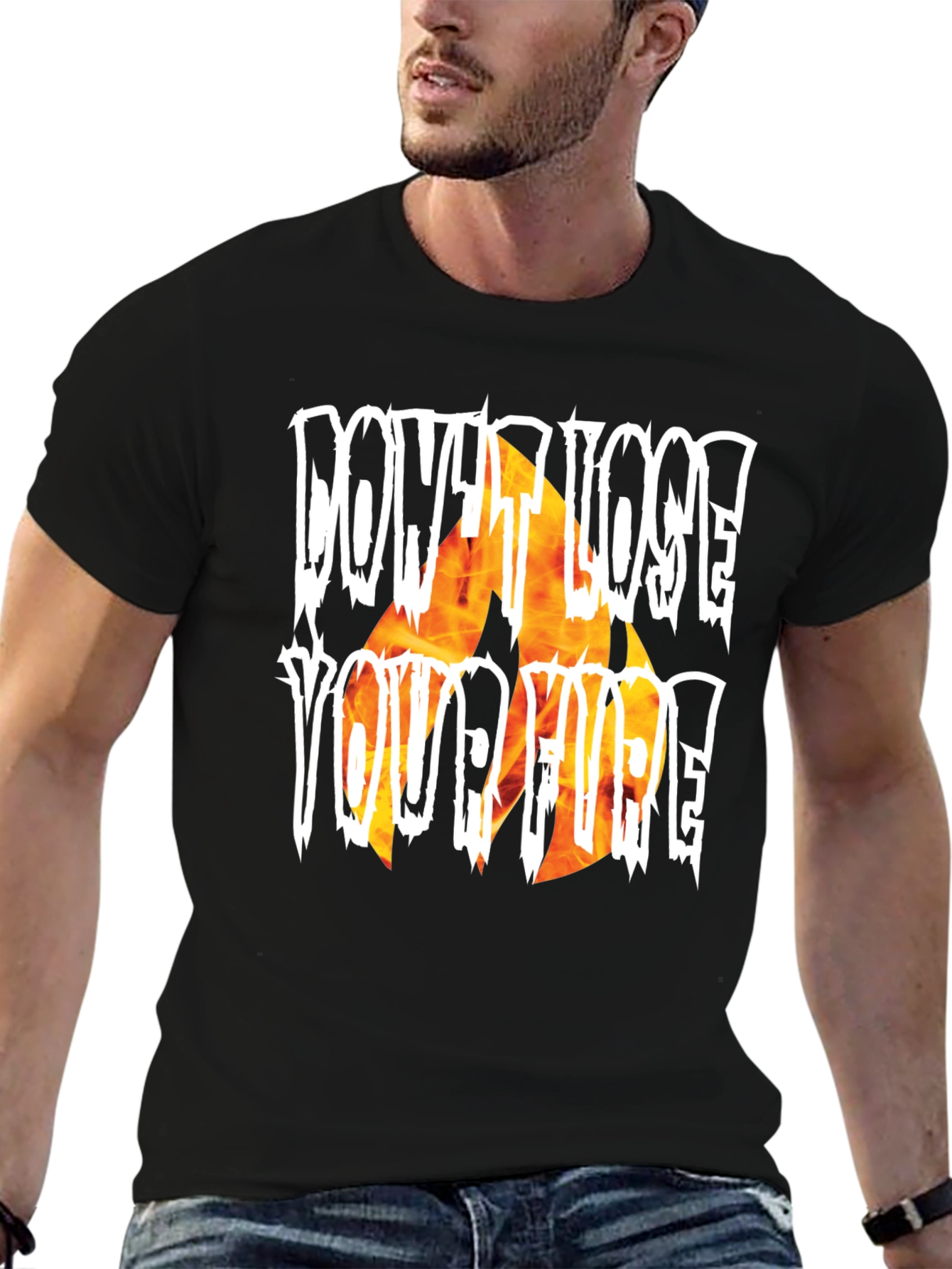 Black Don't Lose Your Fire Graphic T-Shirt view 6