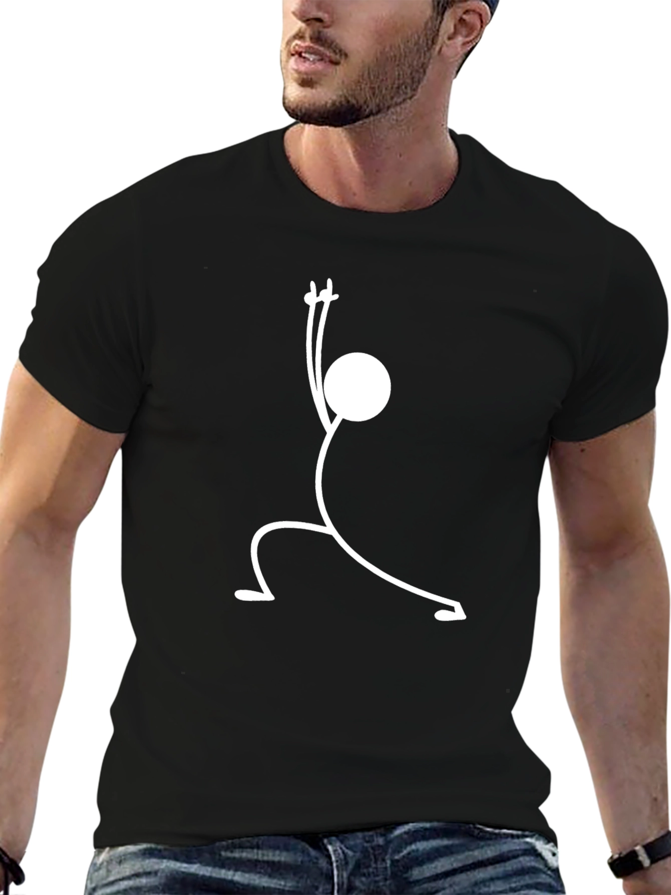 Black Yoga Pose Graphic Tee - Black Cotton T-Shirt view 6