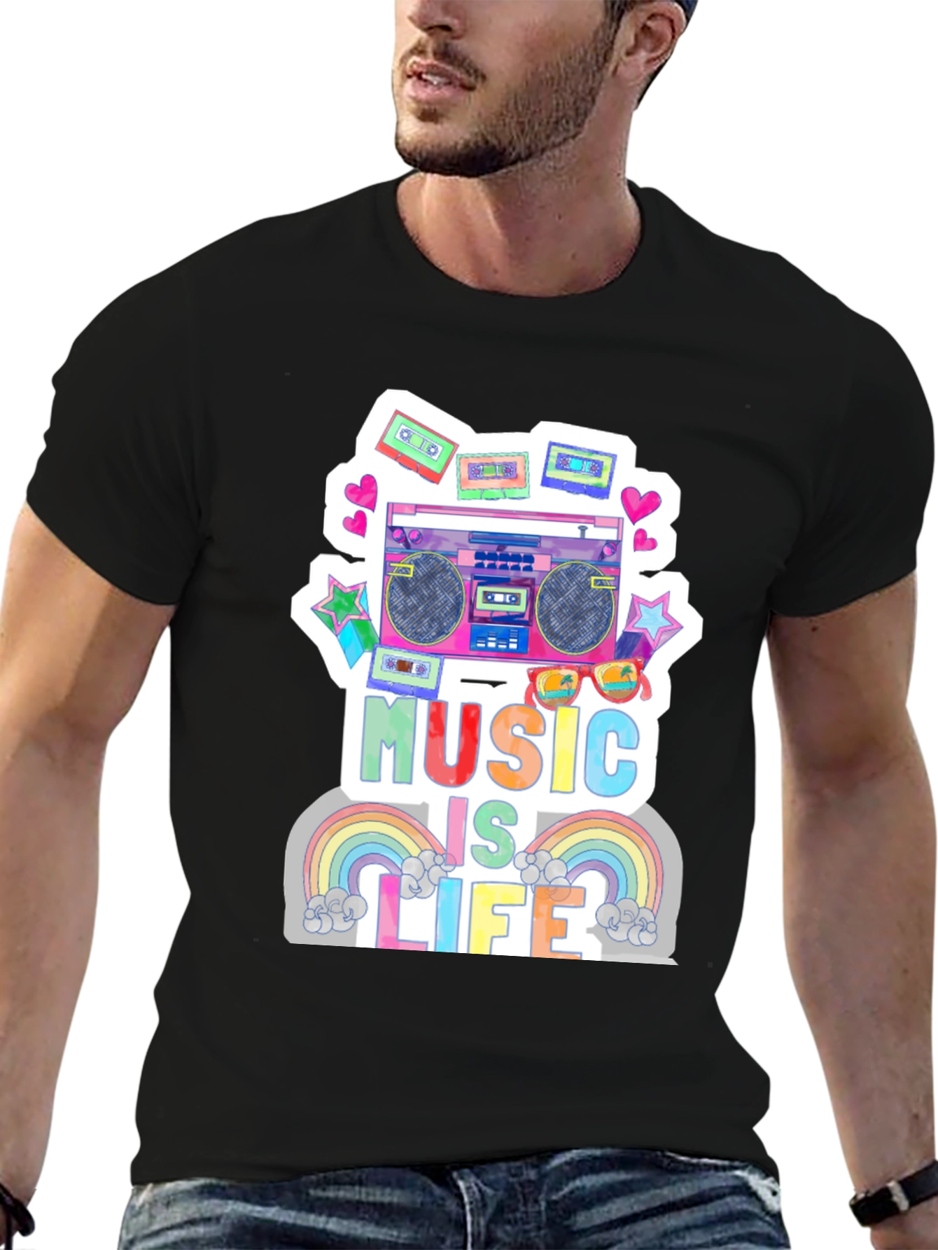 Black Music is Life Graphic Tee - Retro Boombox Design view 6