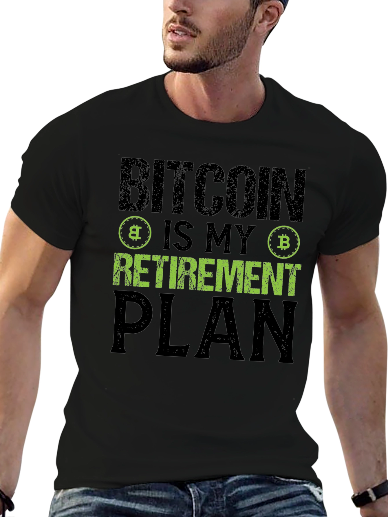 Black Bitcoin Retirement Plan Black T-Shirt Crypto Investor view 6
