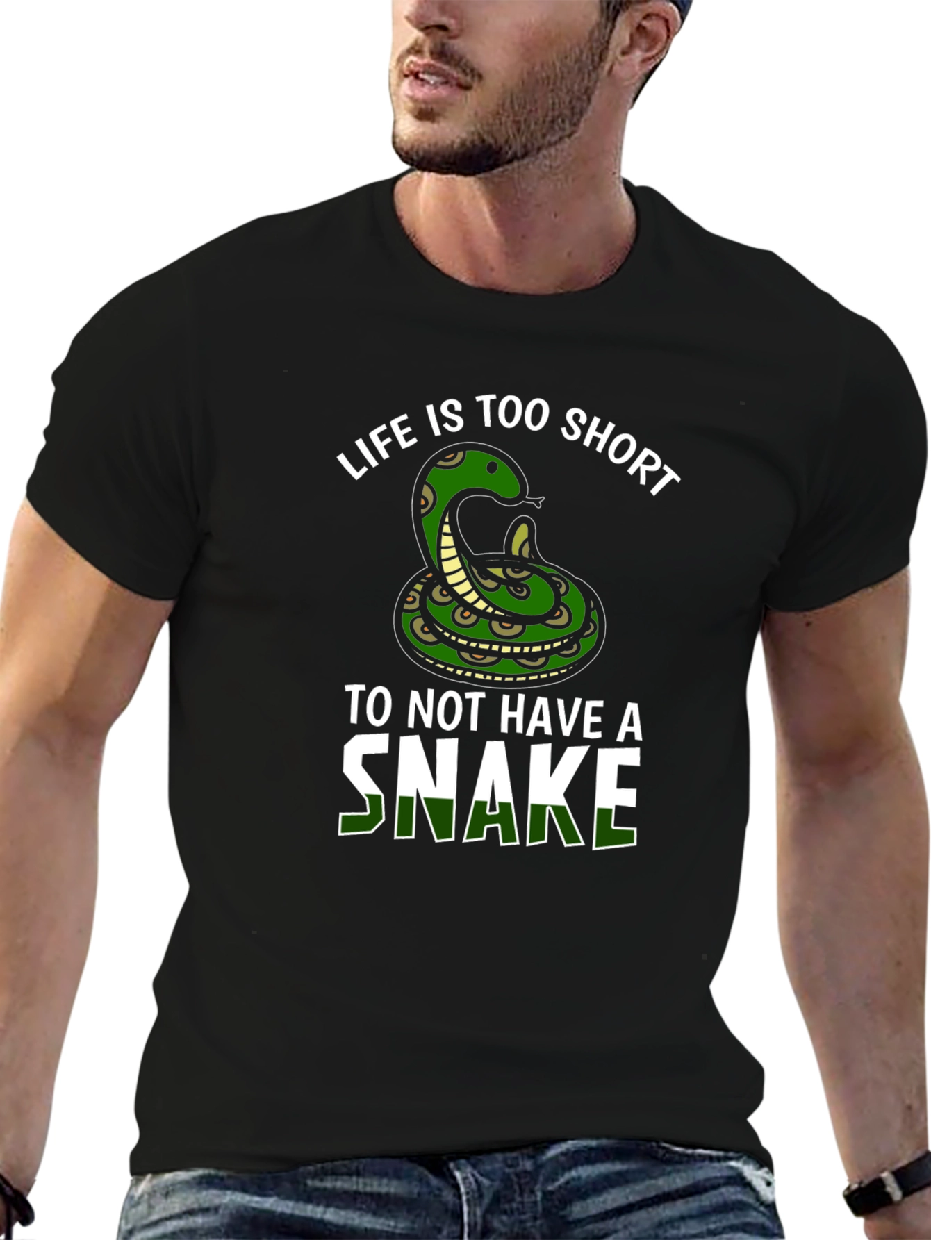 Black Life is Too Short Snake Graphic Tee view 6