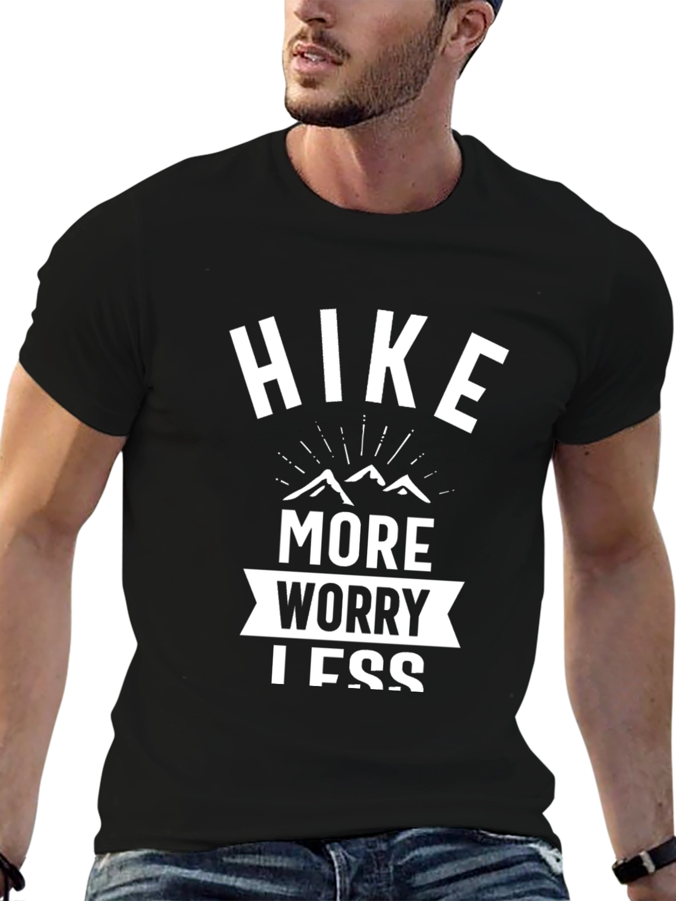 Black Hike More Worry Less Graphic Tee - Black T-Shirt view 6