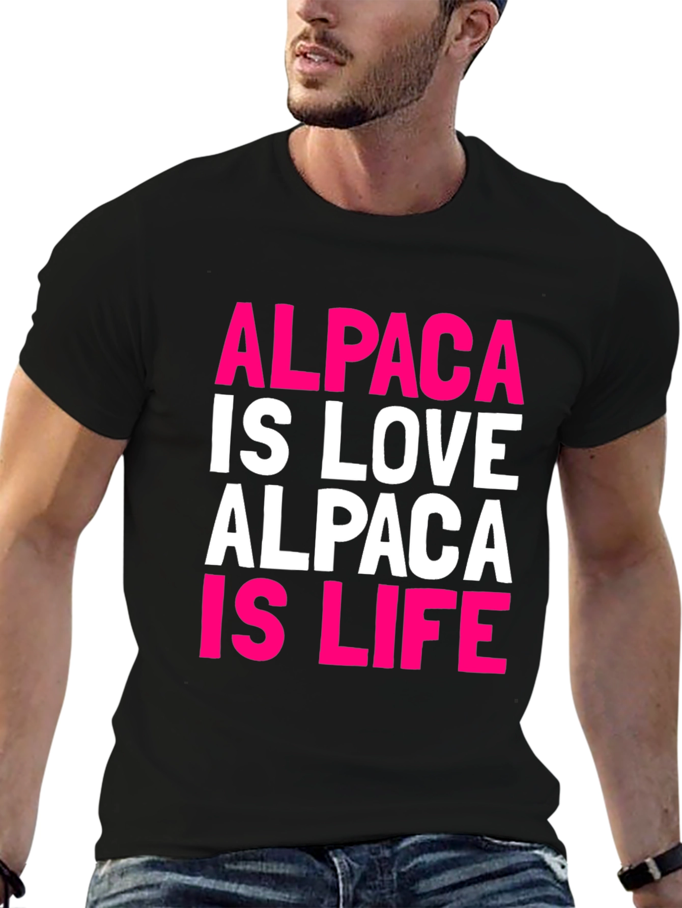 Black Alpaca Love T-Shirt - Trendy Graphic Tee view 6