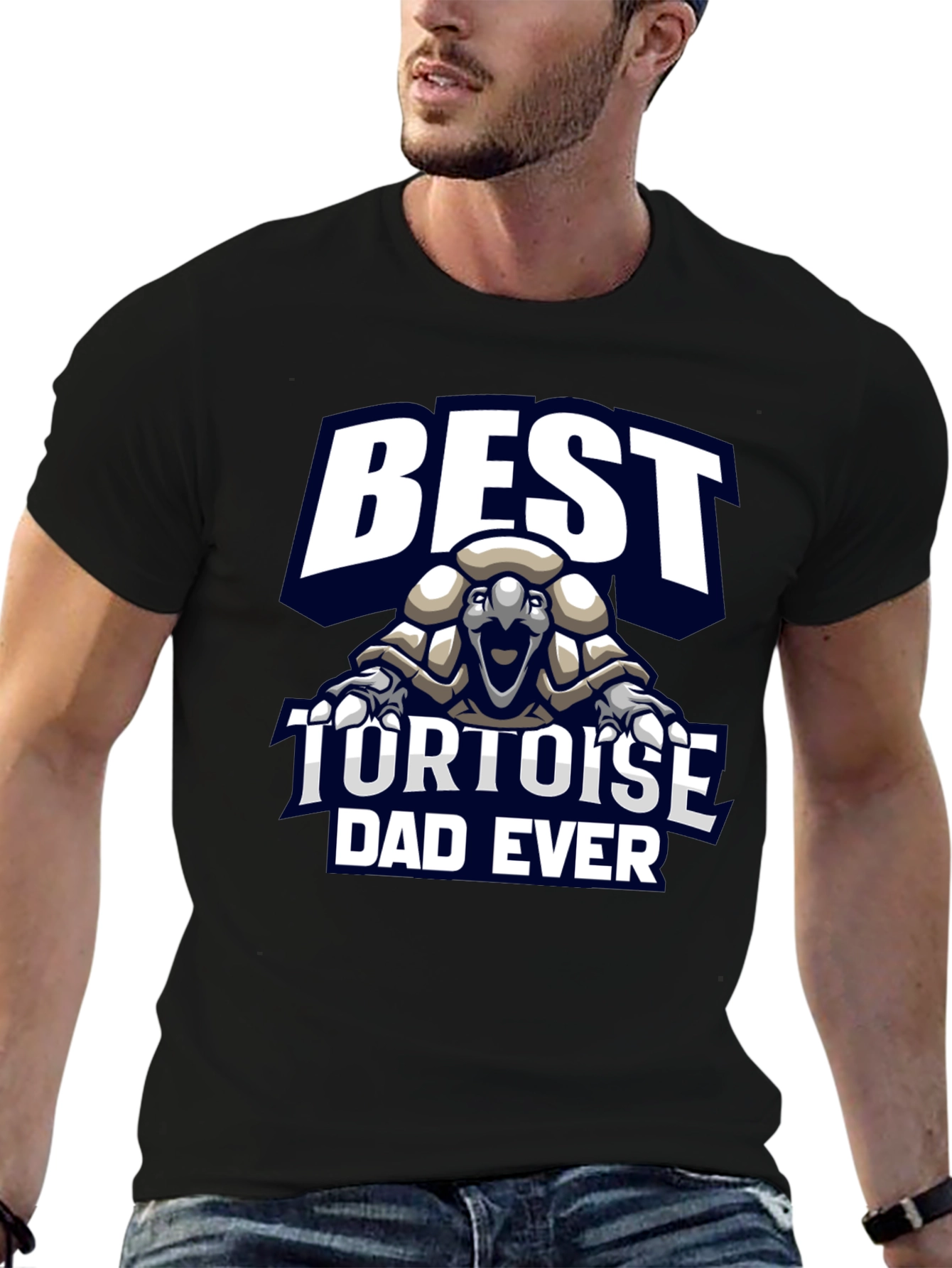 Black Best Tortoise Dad Ever Graphic T-Shirt view 6