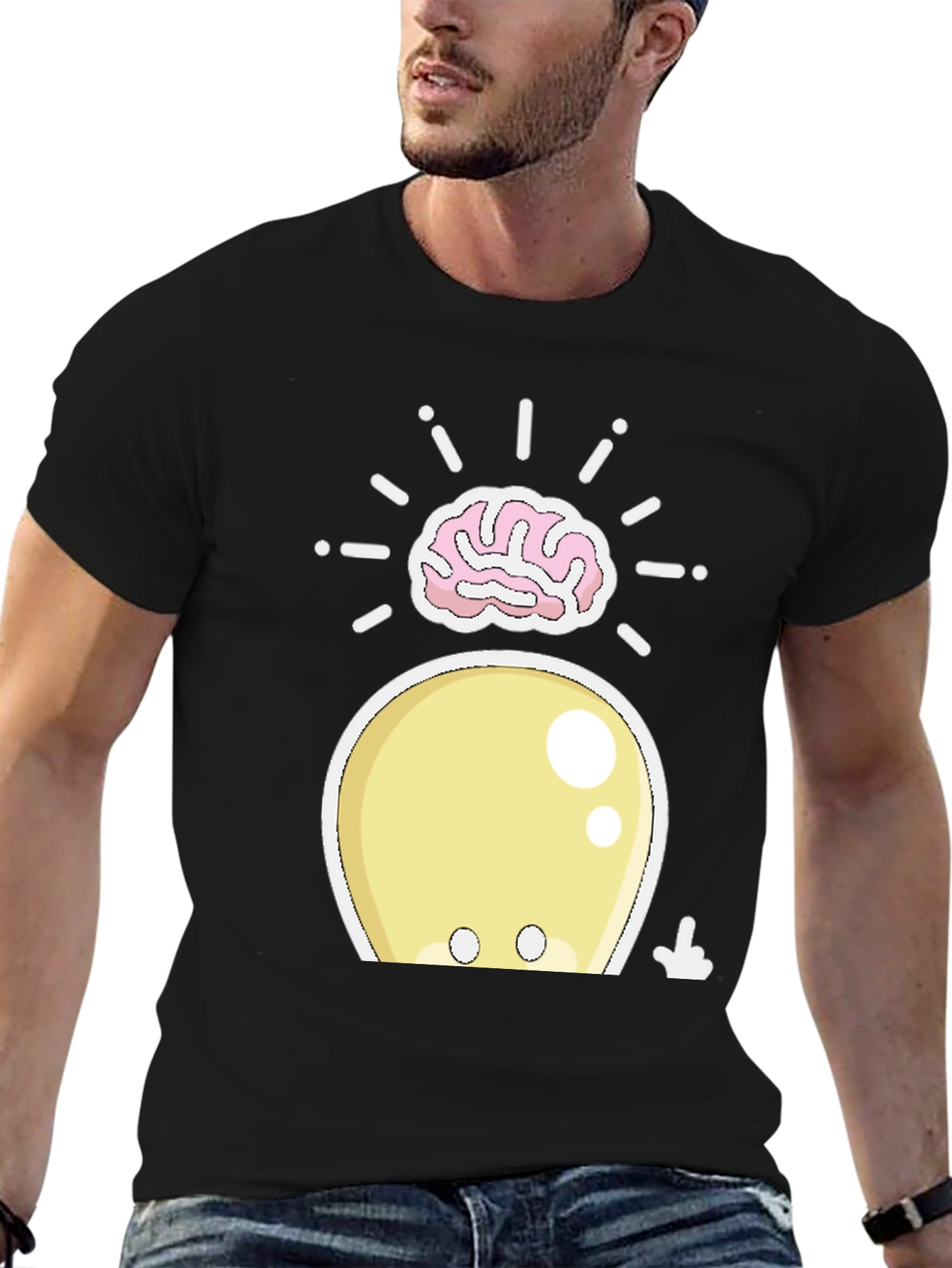 Black Funny Brainy Squid Graphic T-Shirt view 6
