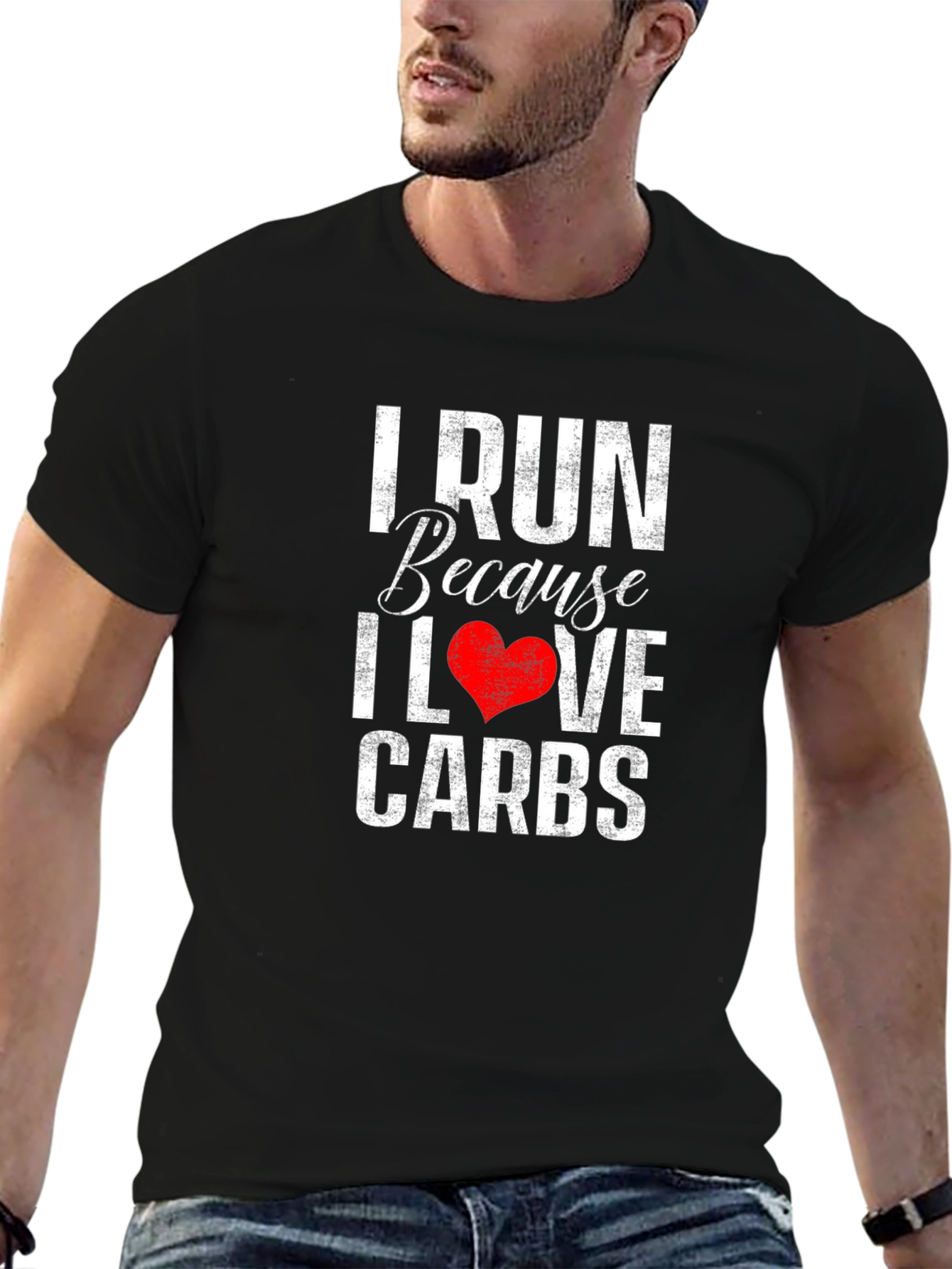 Black I Run Because I Love Carbs Graphic T-Shirt view 6