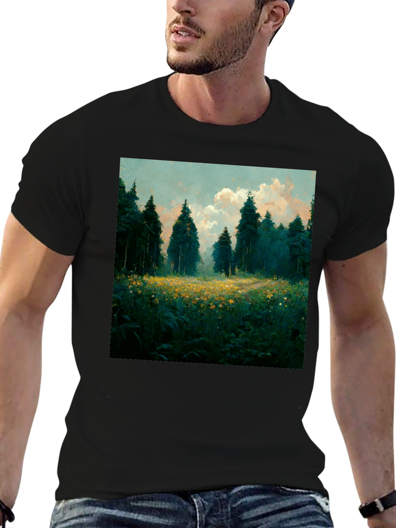Black Nature Forest T-Shirt view 6