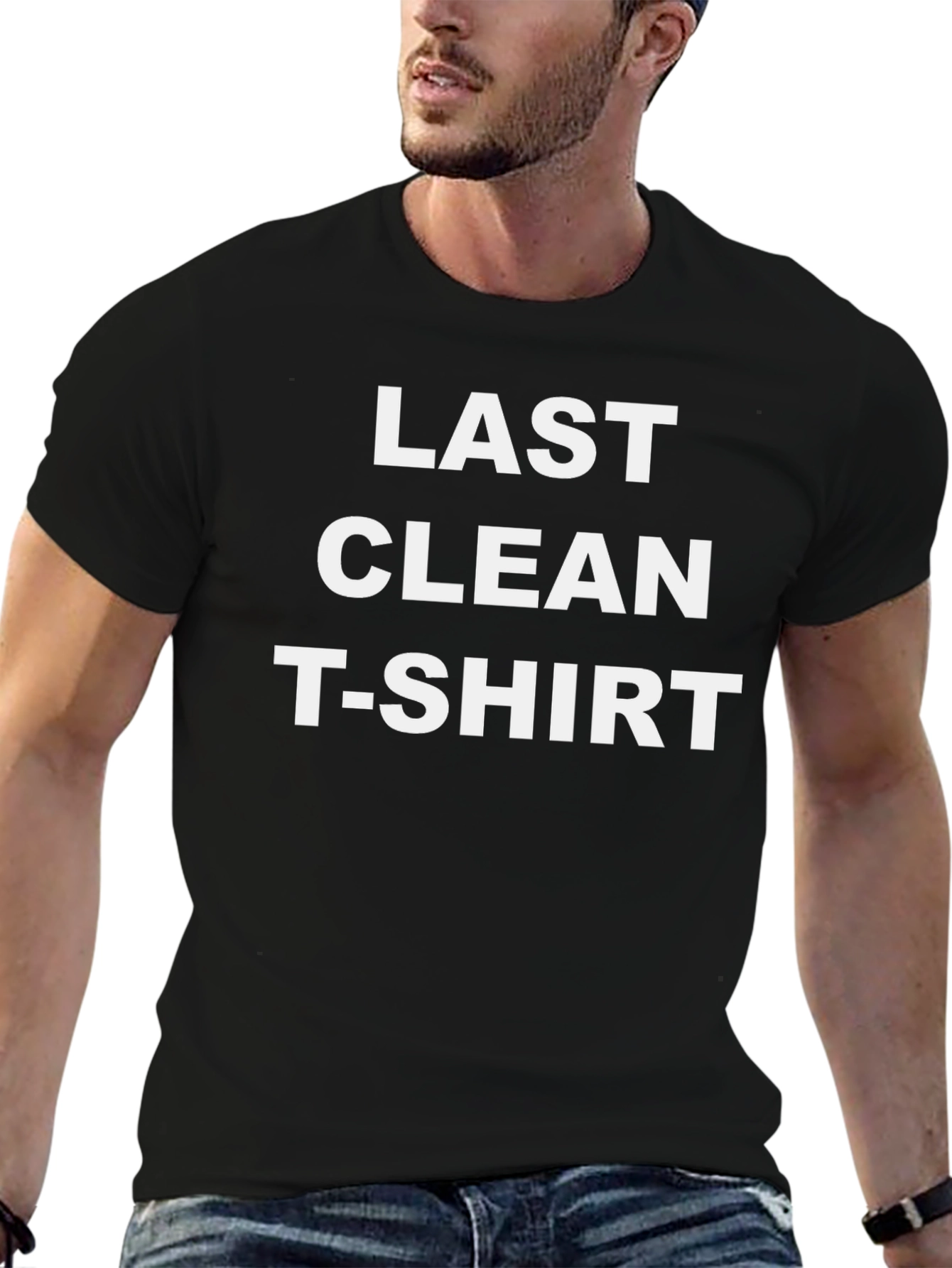 Black Last Clean T-Shirt - Novelty Graphic Tee view 6