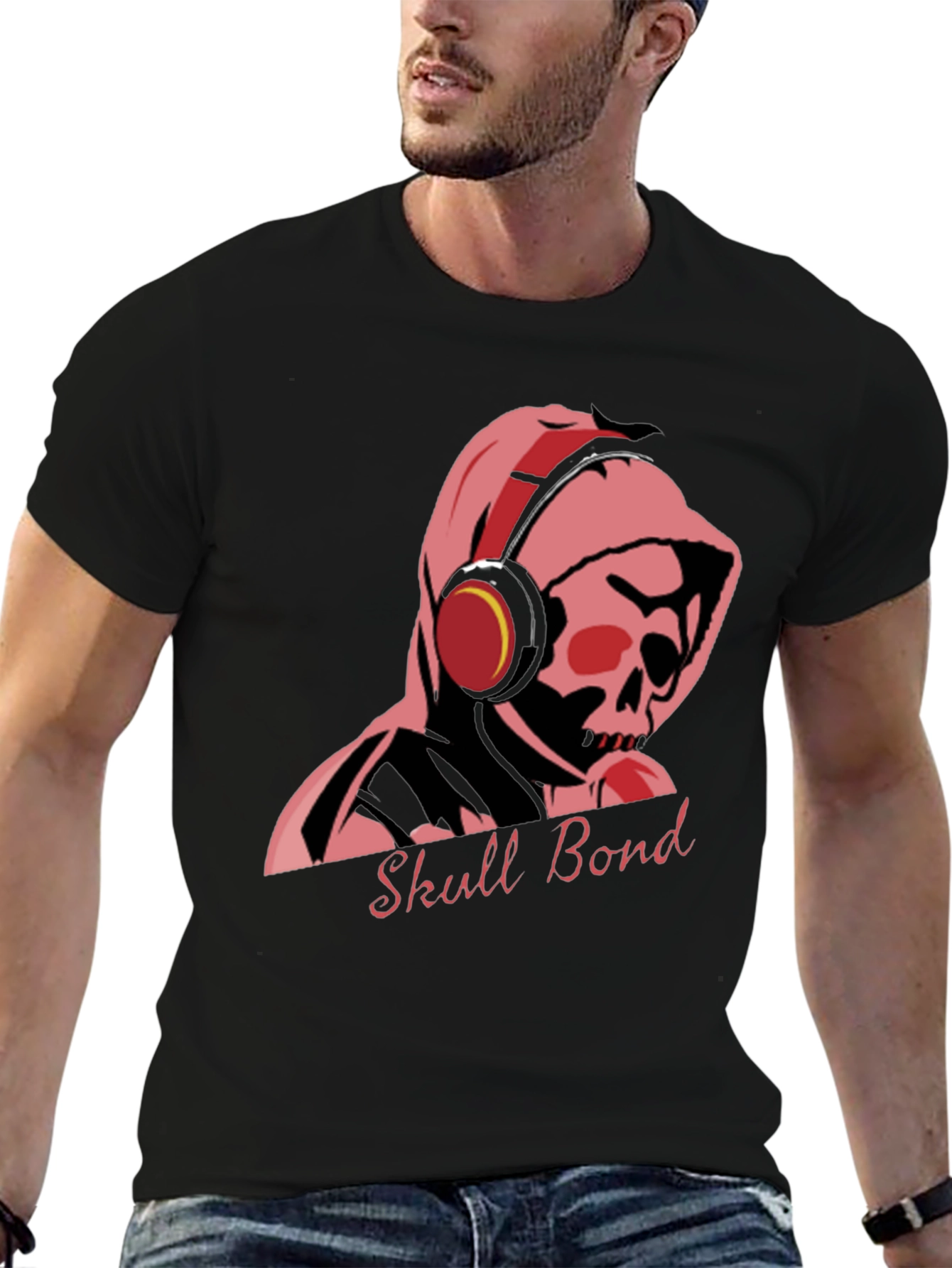 Skull Bond Graphic Tee - Cool Black Cotton T-Shirt - 6