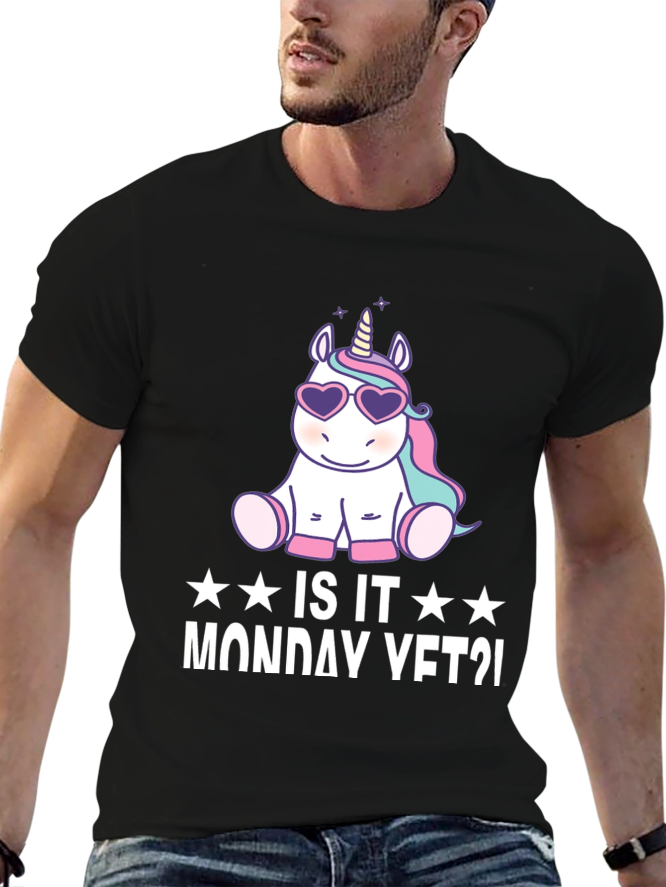 Black Unicorn Heart Glasses T-Shirt - Is It Monday Yet? view 6