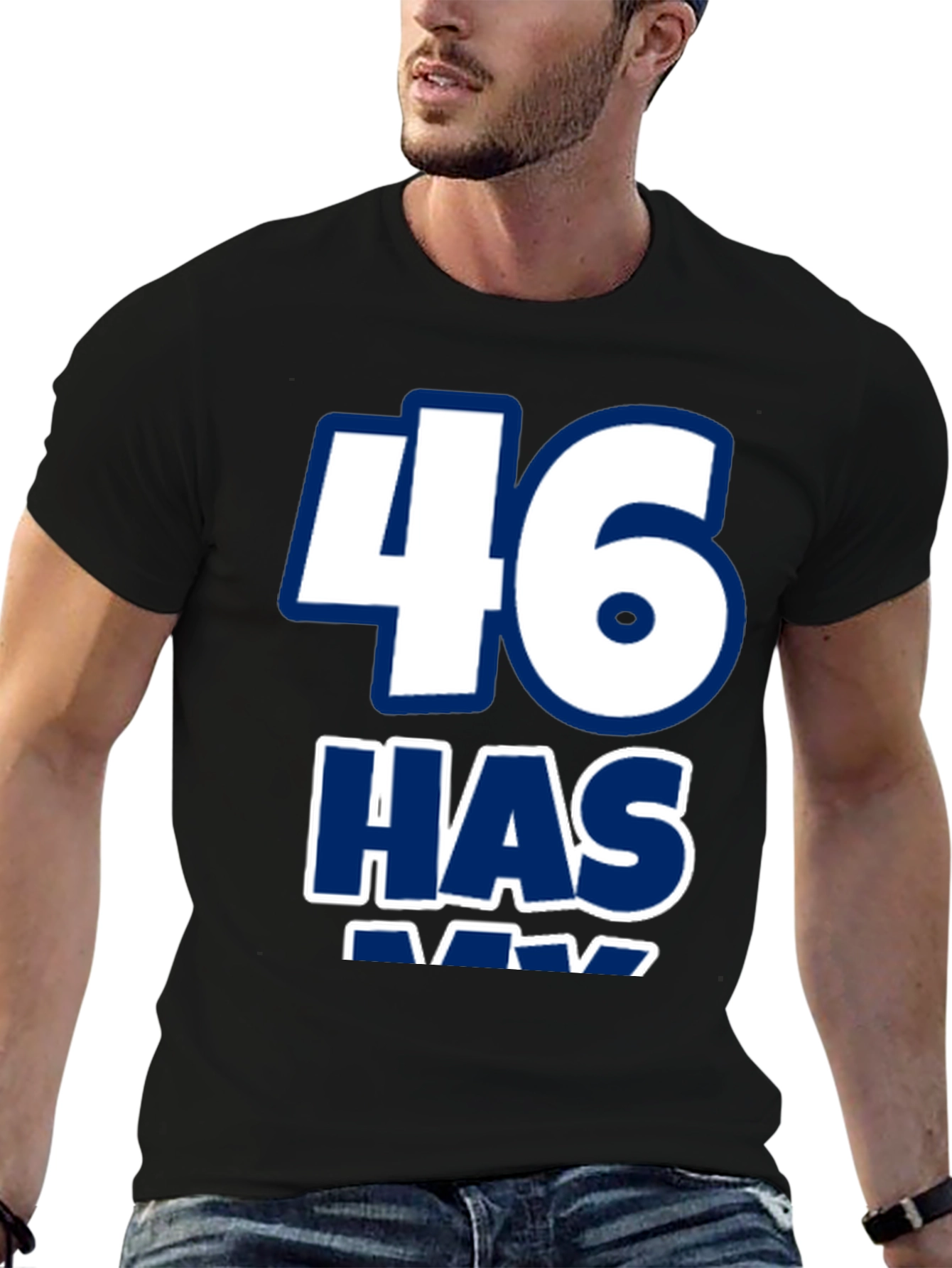 Black Funny "46 Has" Graphic Novelty Tee view 6