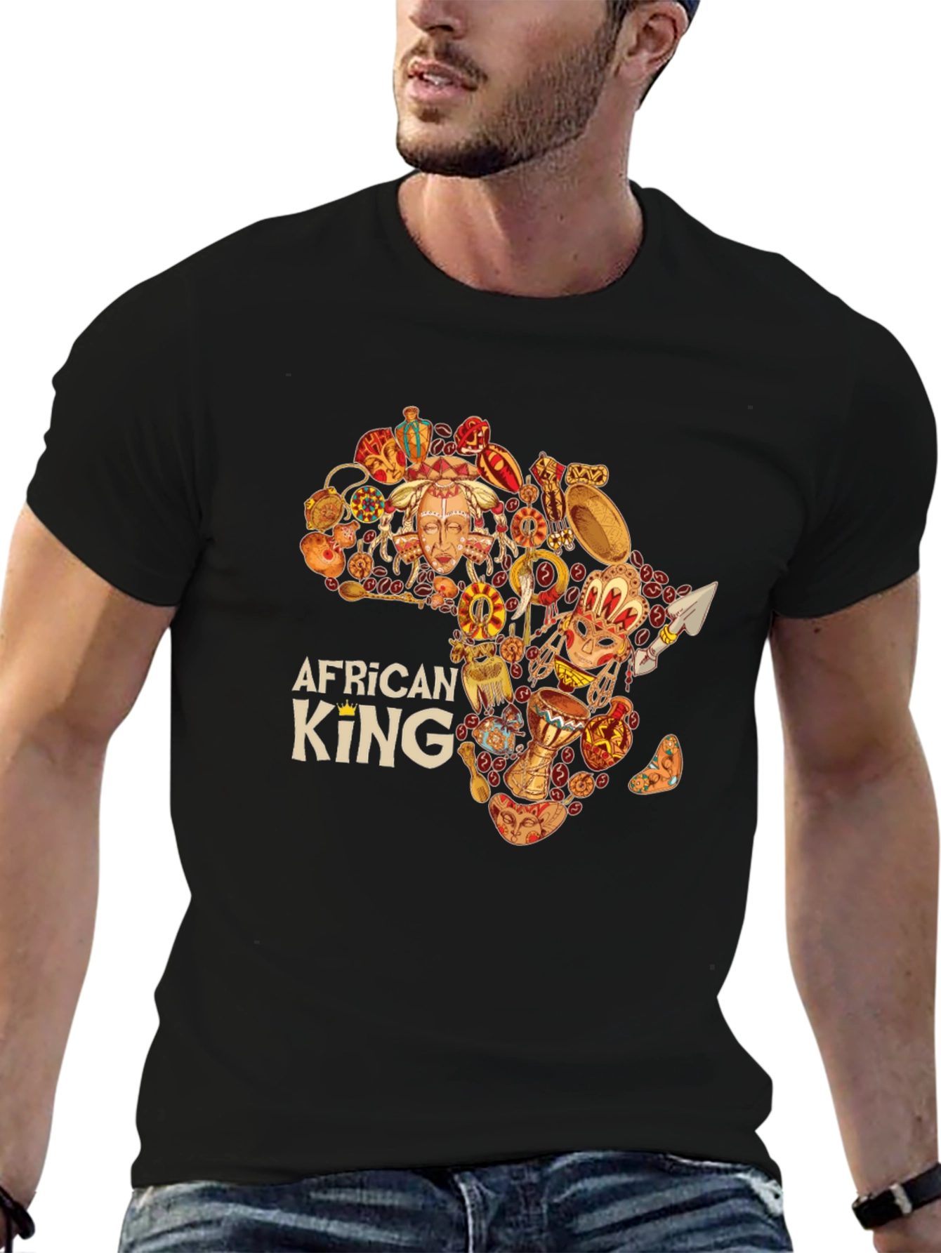 Black African King Black Graphic Tee  view 6