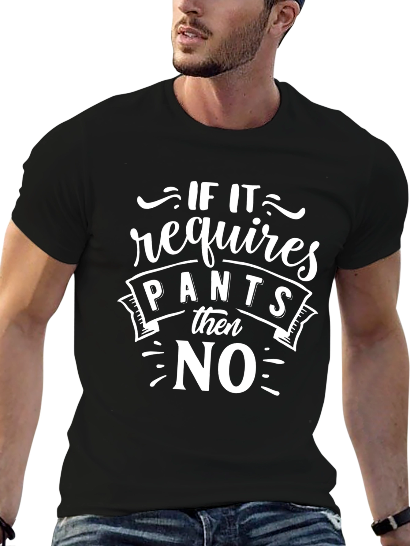 Black Funny "No Pants" Graphic Tee view 6