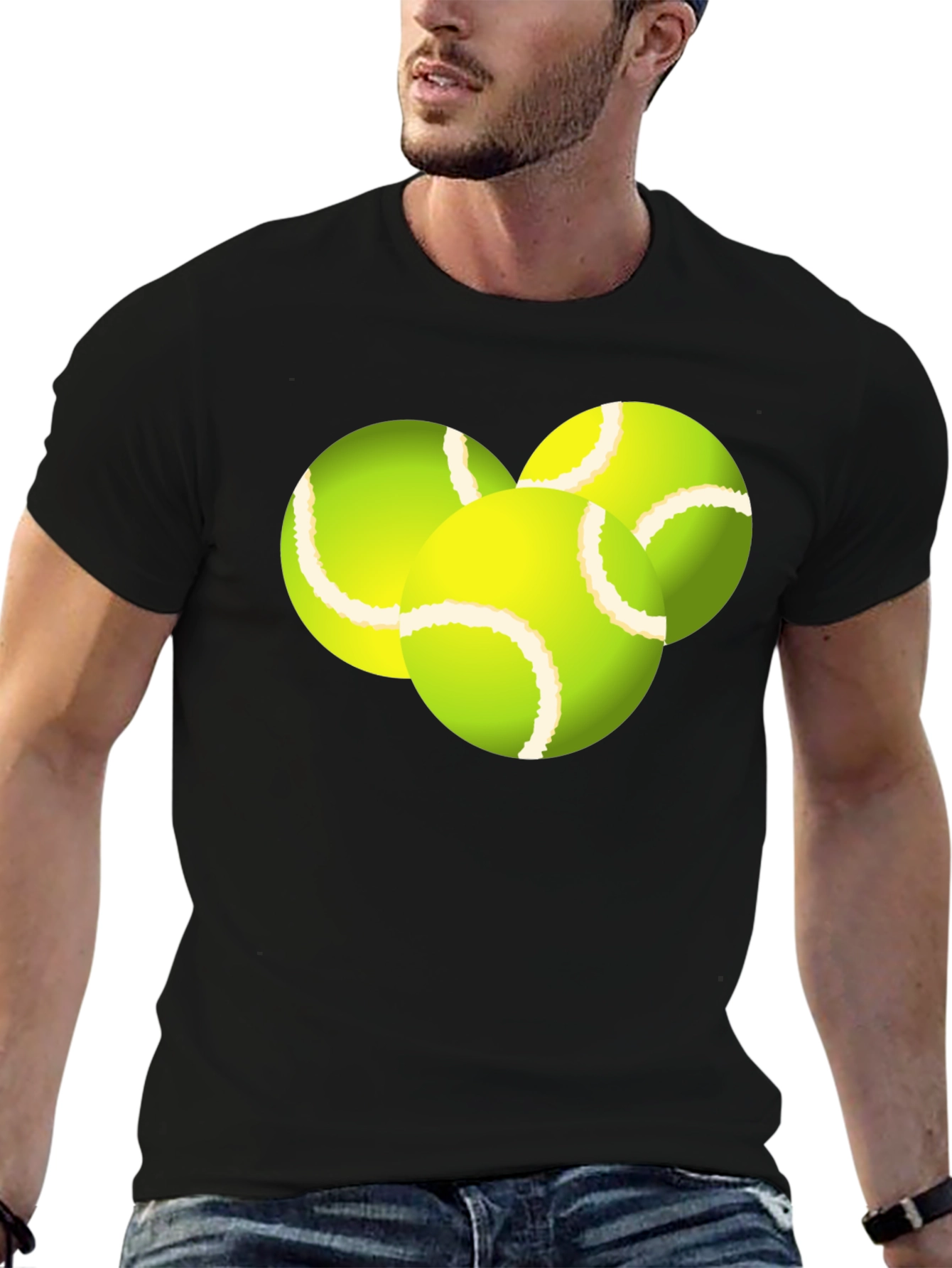 Tennis Balls Graphic Tee - Black Cotton T-Shirt - 6