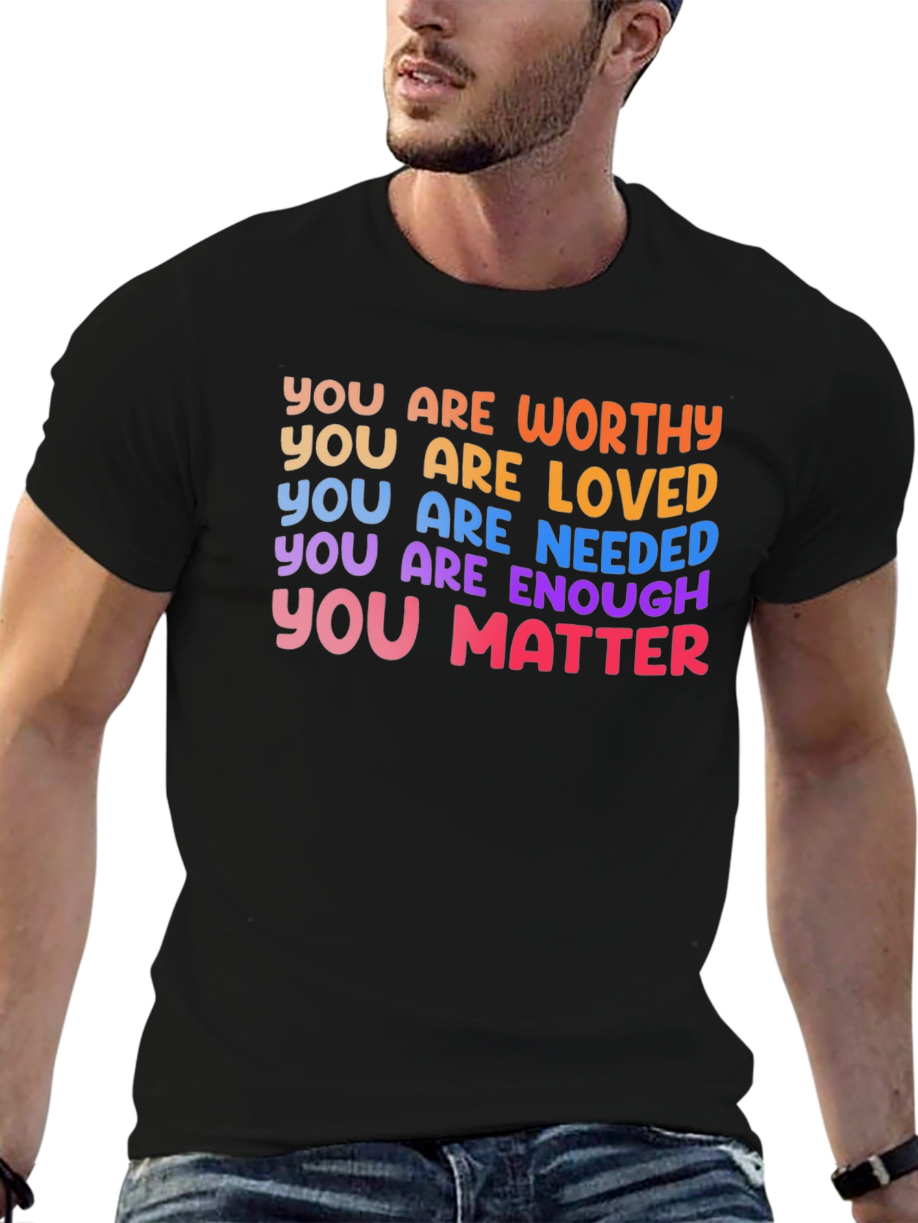 Black Affirmation T-Shirt: You Are Worthy, Loved, Enough view 6