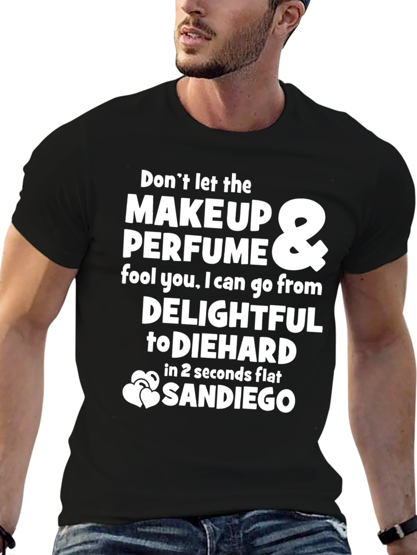 Black Funny Graphic T-Shirt - Makeup & Perfume - Sandiego  view 6