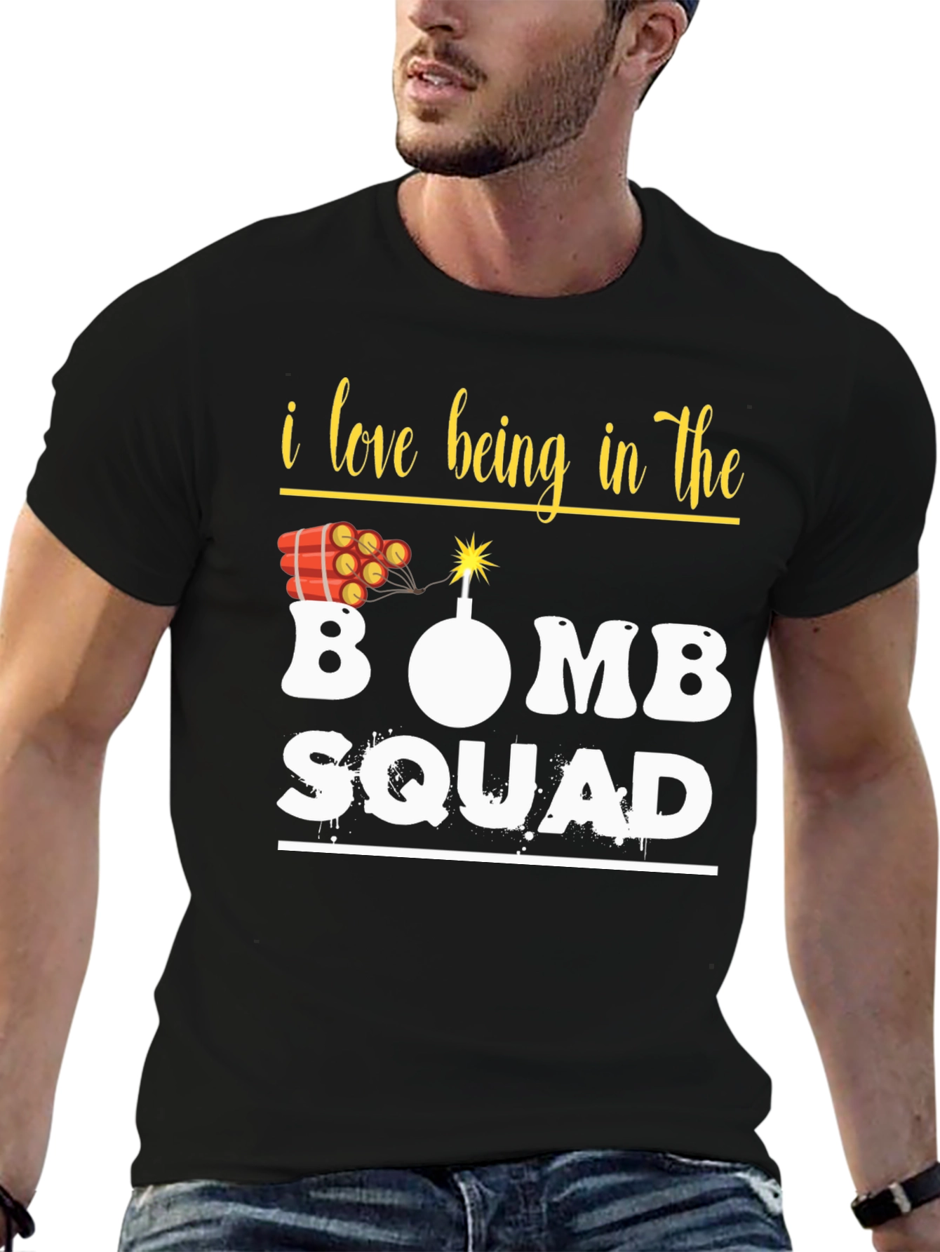 Black Bomb Squad Graphic Tee - Explosive Humor T-Shirt view 6