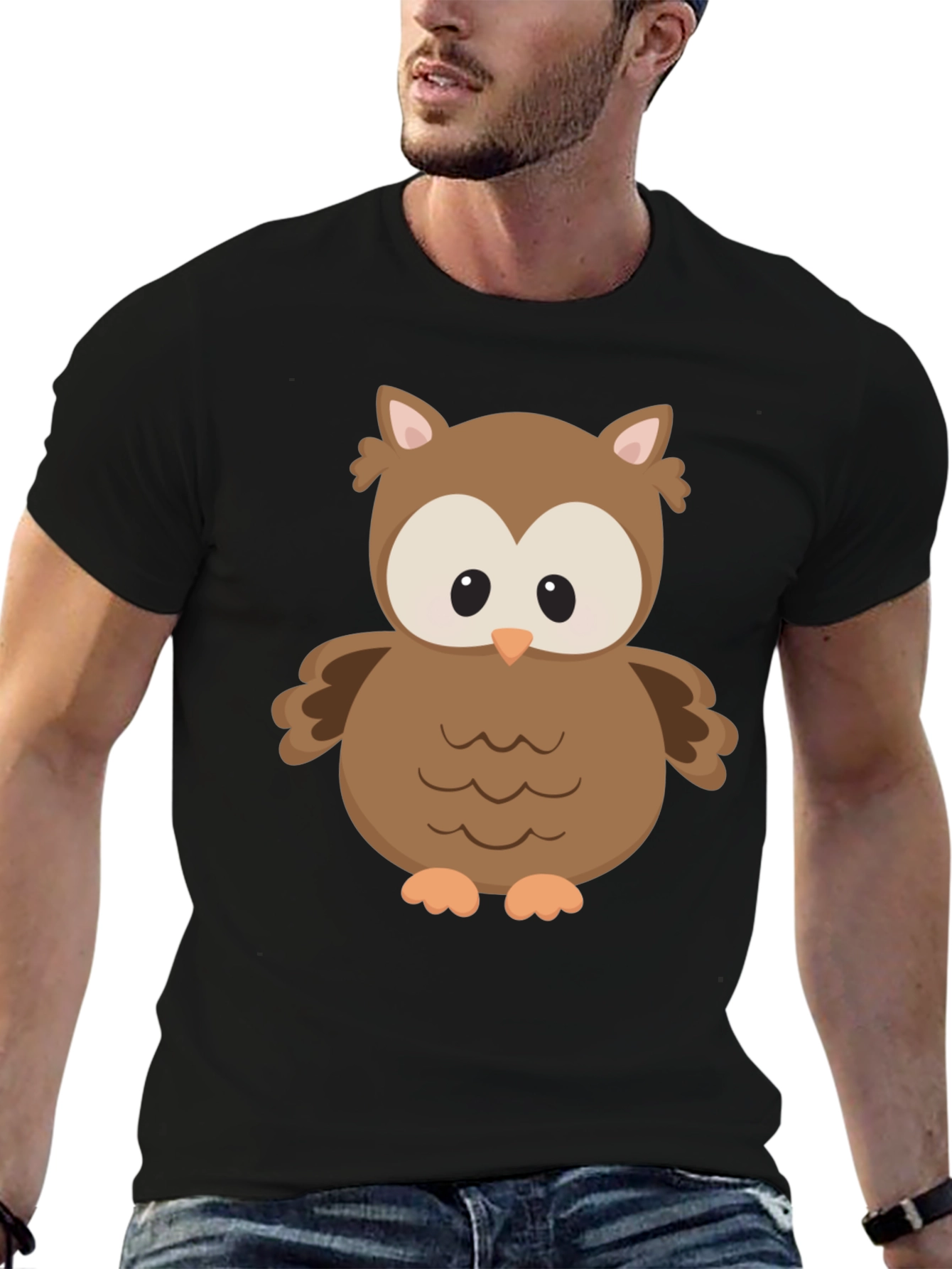 Black Owl Graphic Print T-Shirt - Unisex view 6