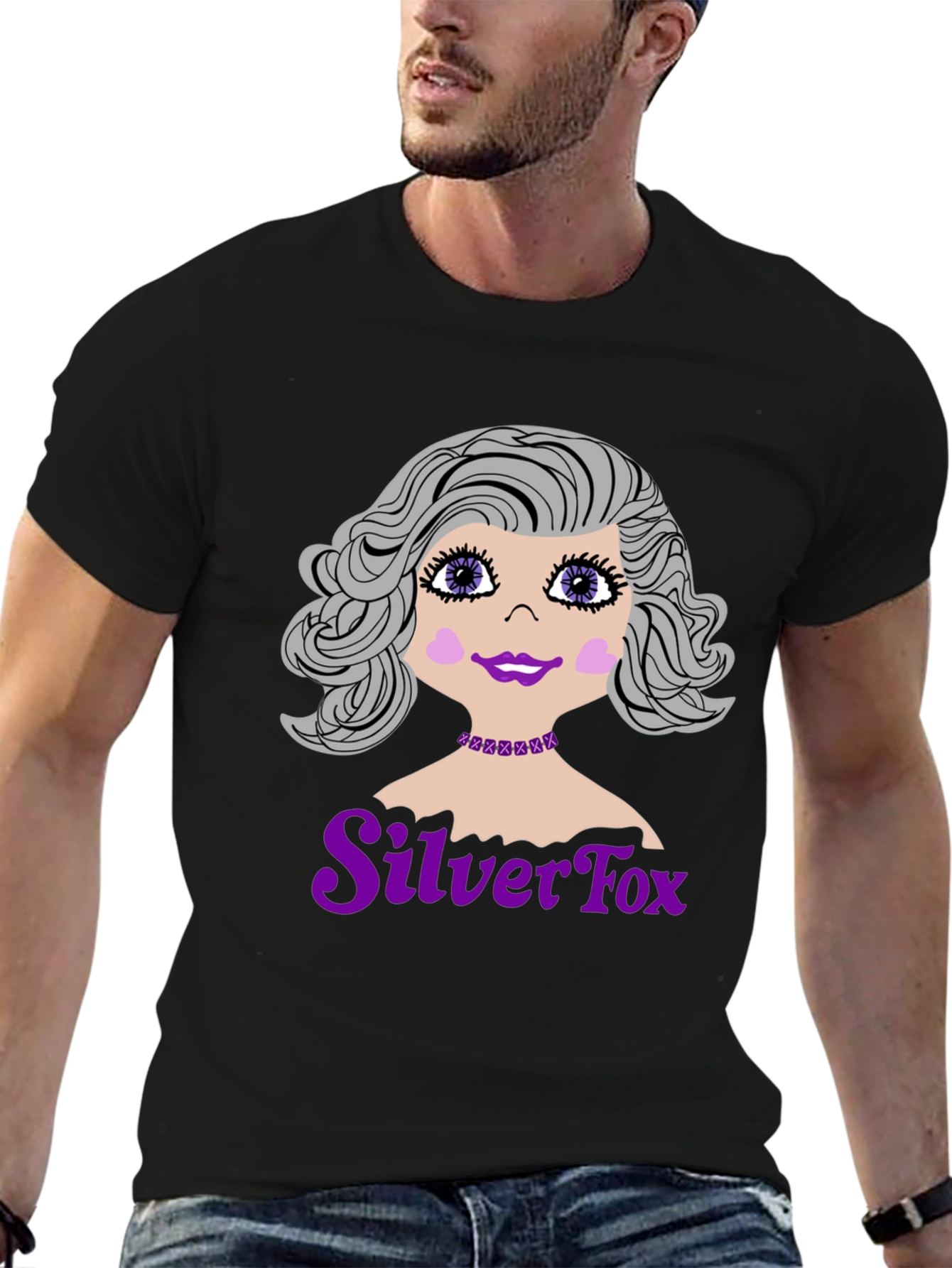 Black Silver Fox Graphic T-Shirt view 6