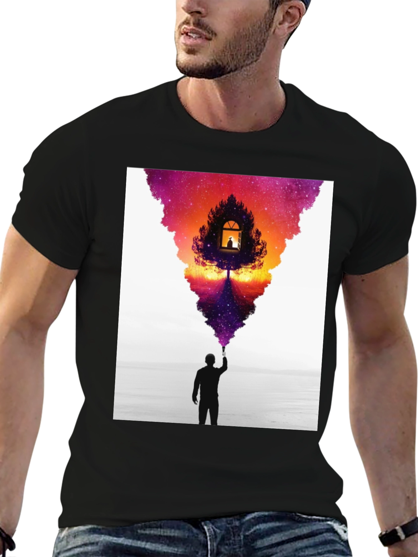 Black Dreamscape Graphic Tee - Men's Black T-Shirt view 6