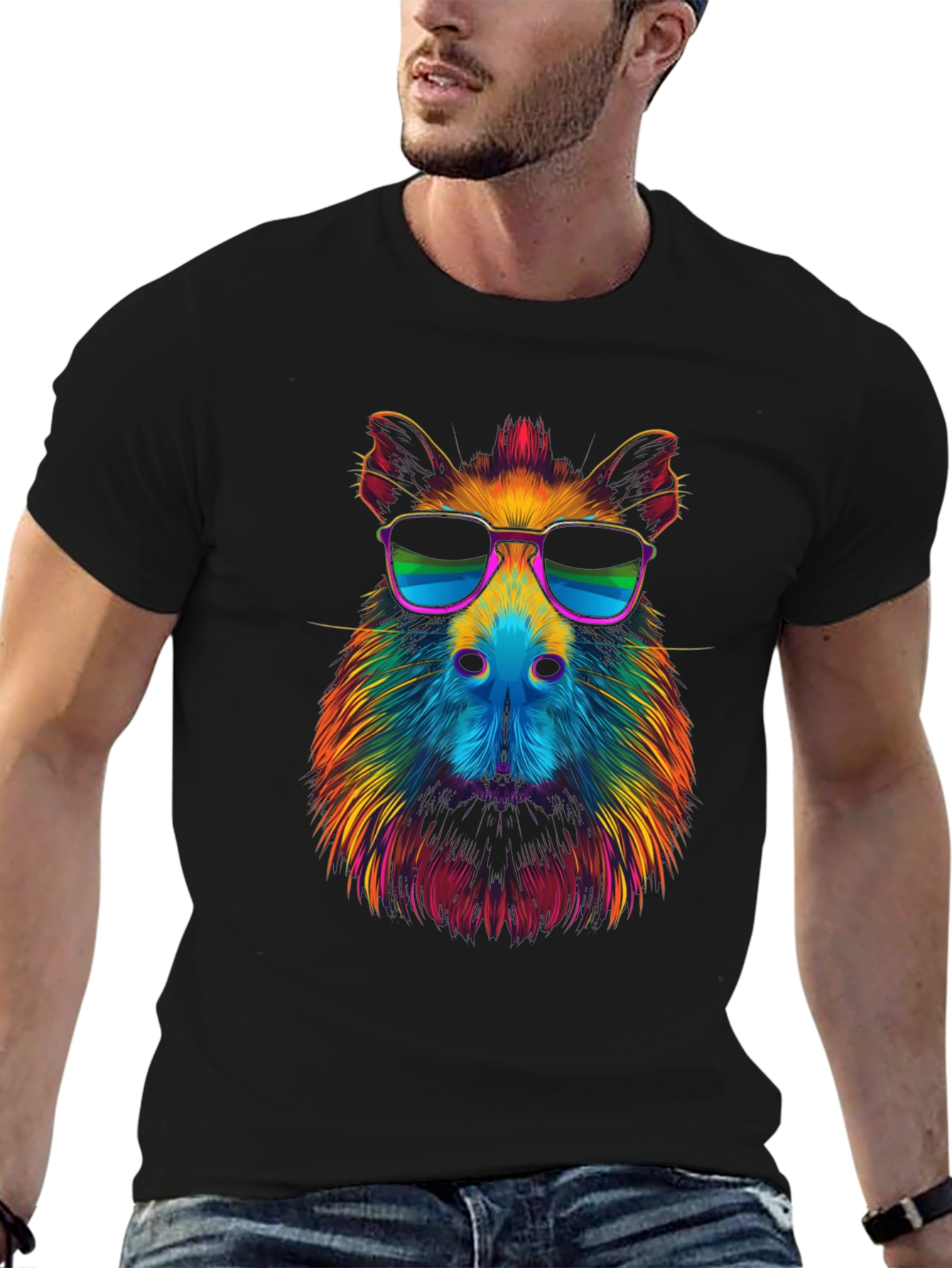 Black Cool Capybara Graphic Tee view 6