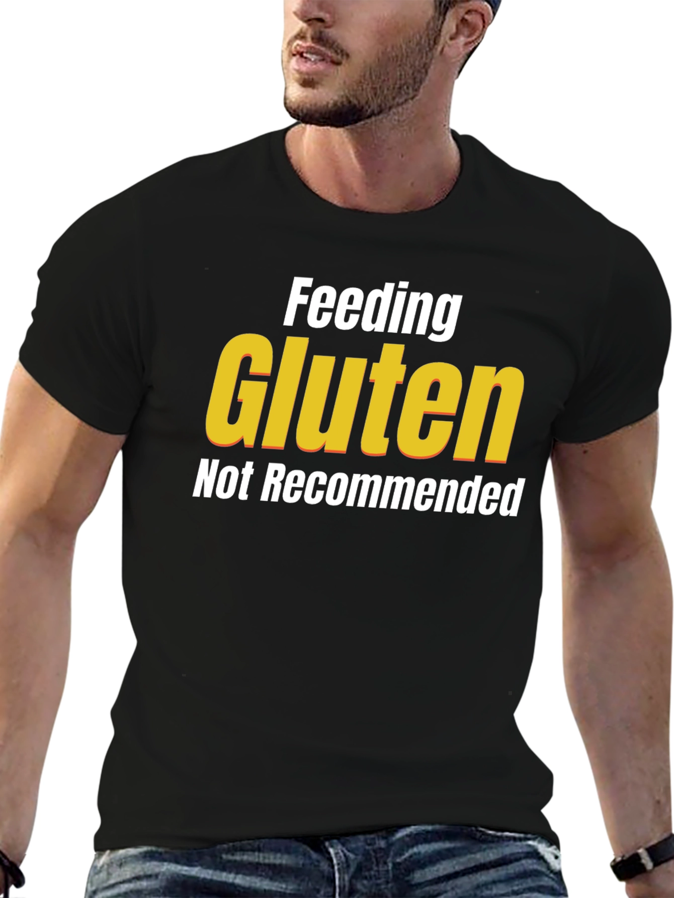 Black Feeding Gluten Not Recommended T-Shirt view 6