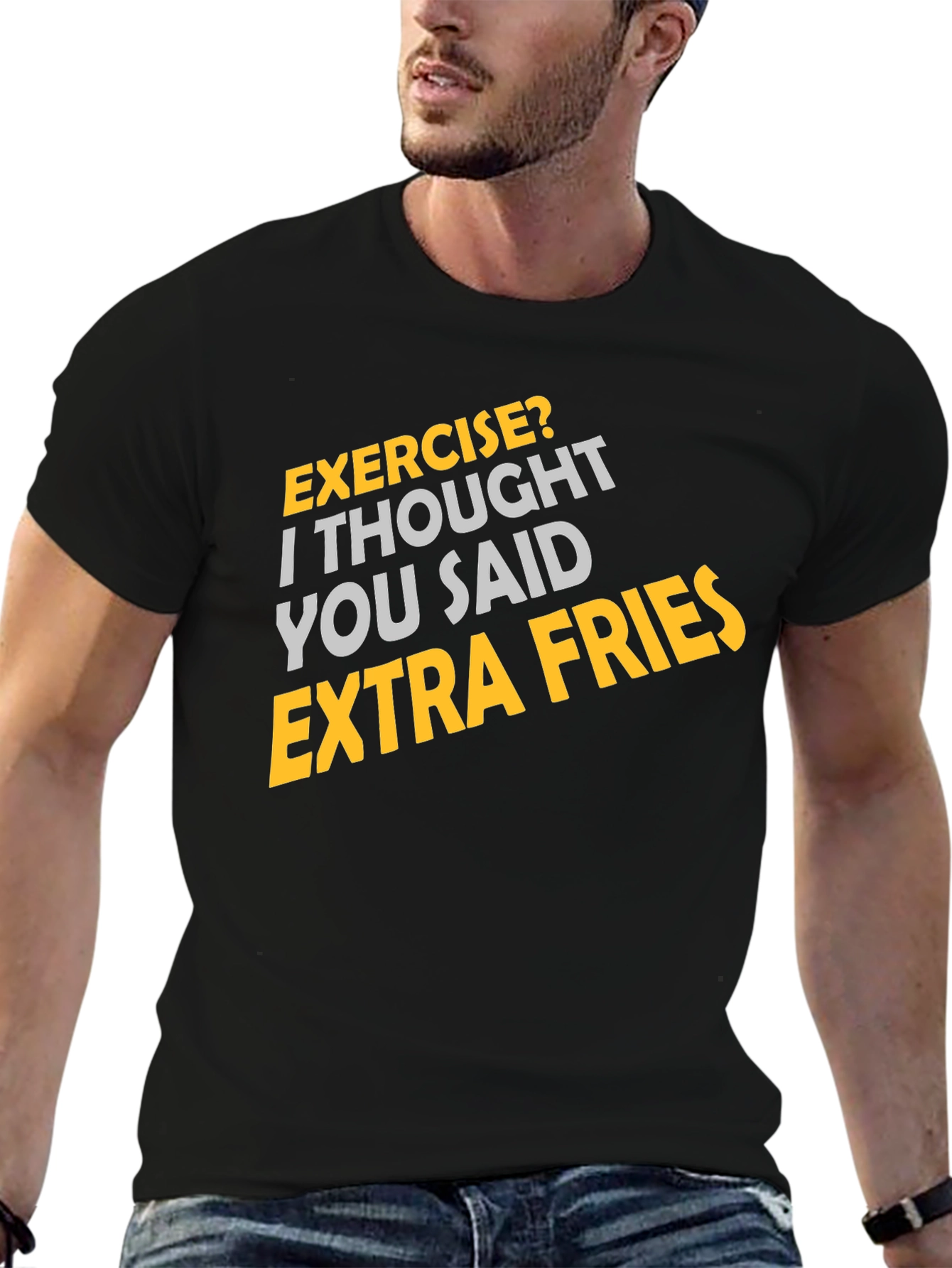 Black Exercise? Extra Fries Graphic Tee view 6