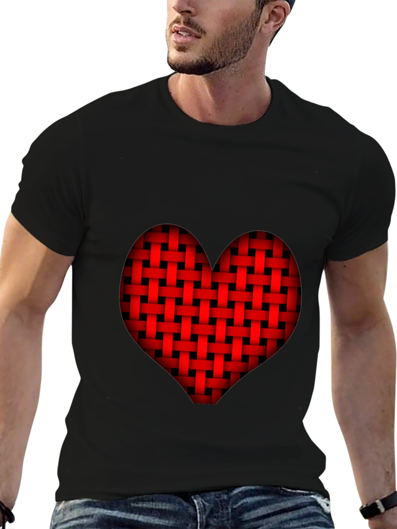 Woven Heart Graphic Tee - Black - 6