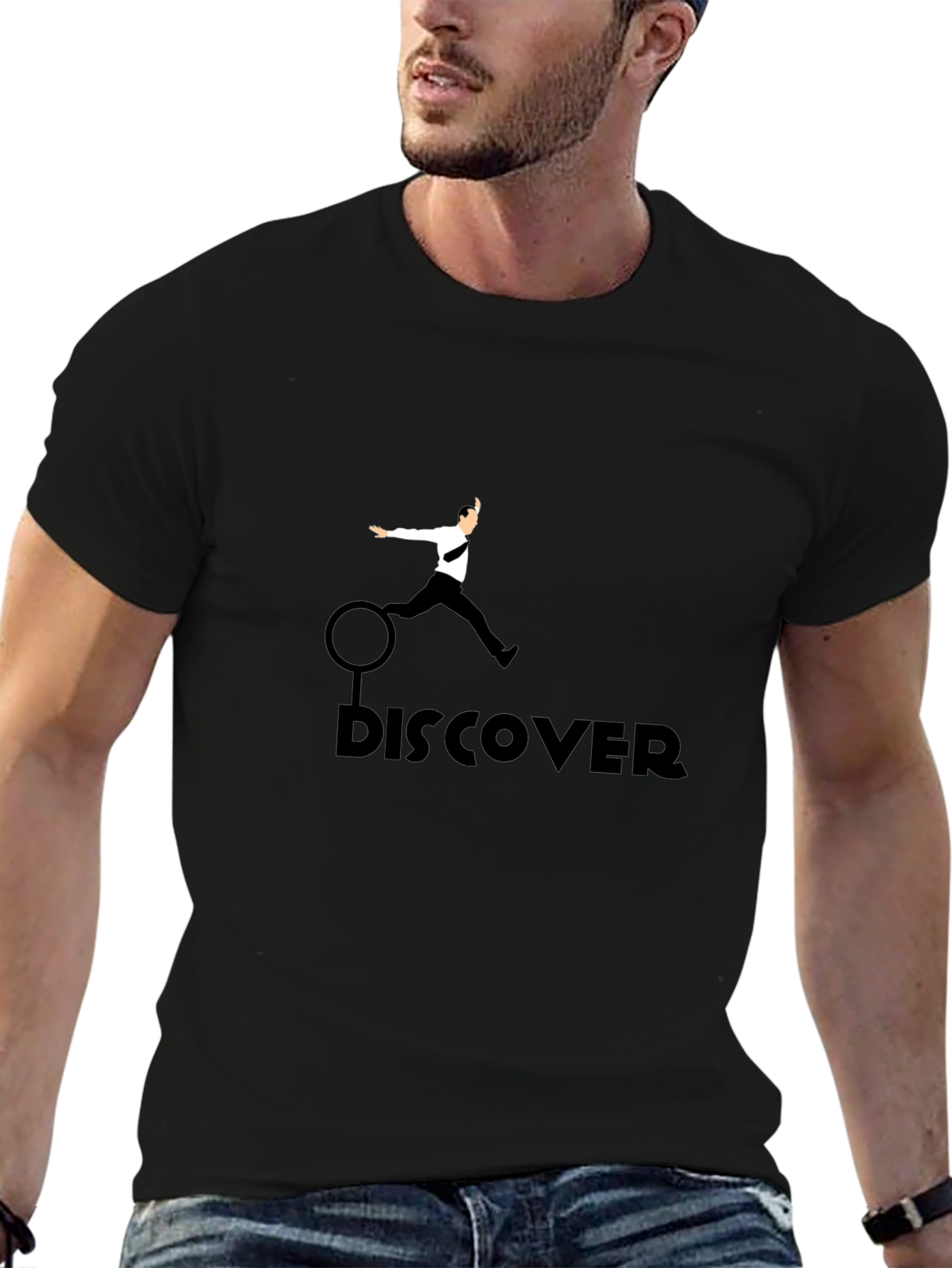 Black Discover Black T-Shirt for Men view 6