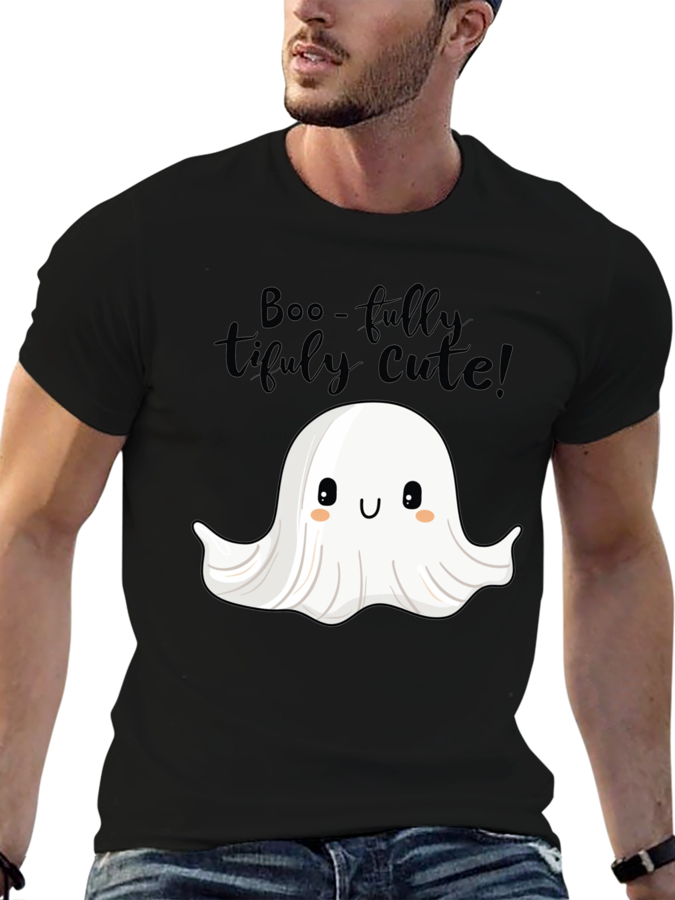 Black Boo-tifully Cute Ghost T-Shirt view 6