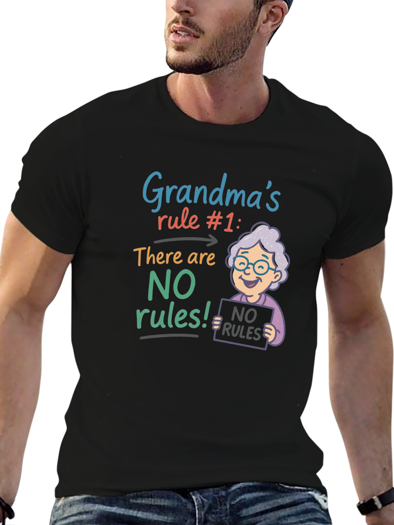 Black Grandma's Rule T-Shirt - No Rules! view 6