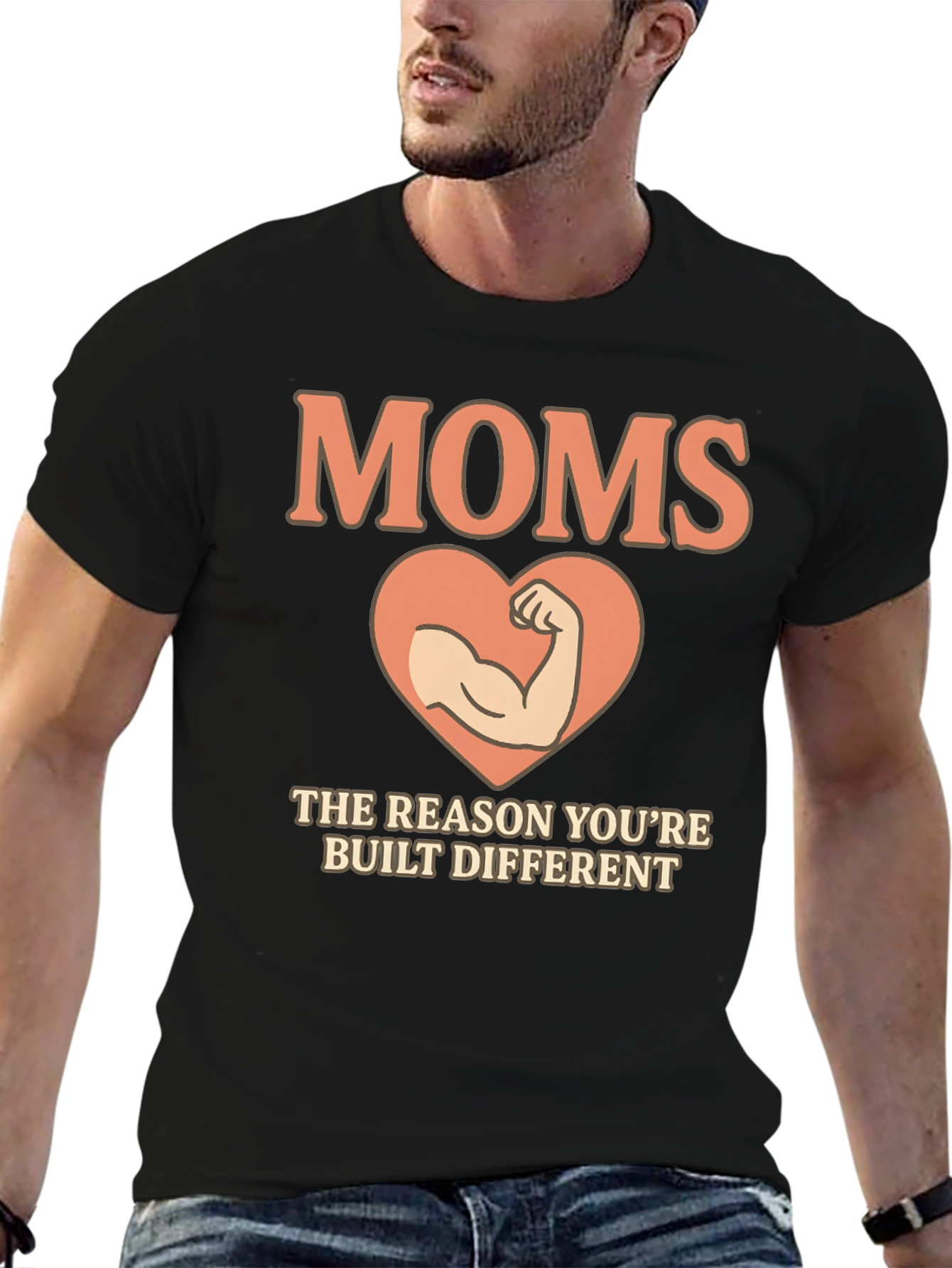 Black Moms The Reason You're Built Different T-Shirt view 6
