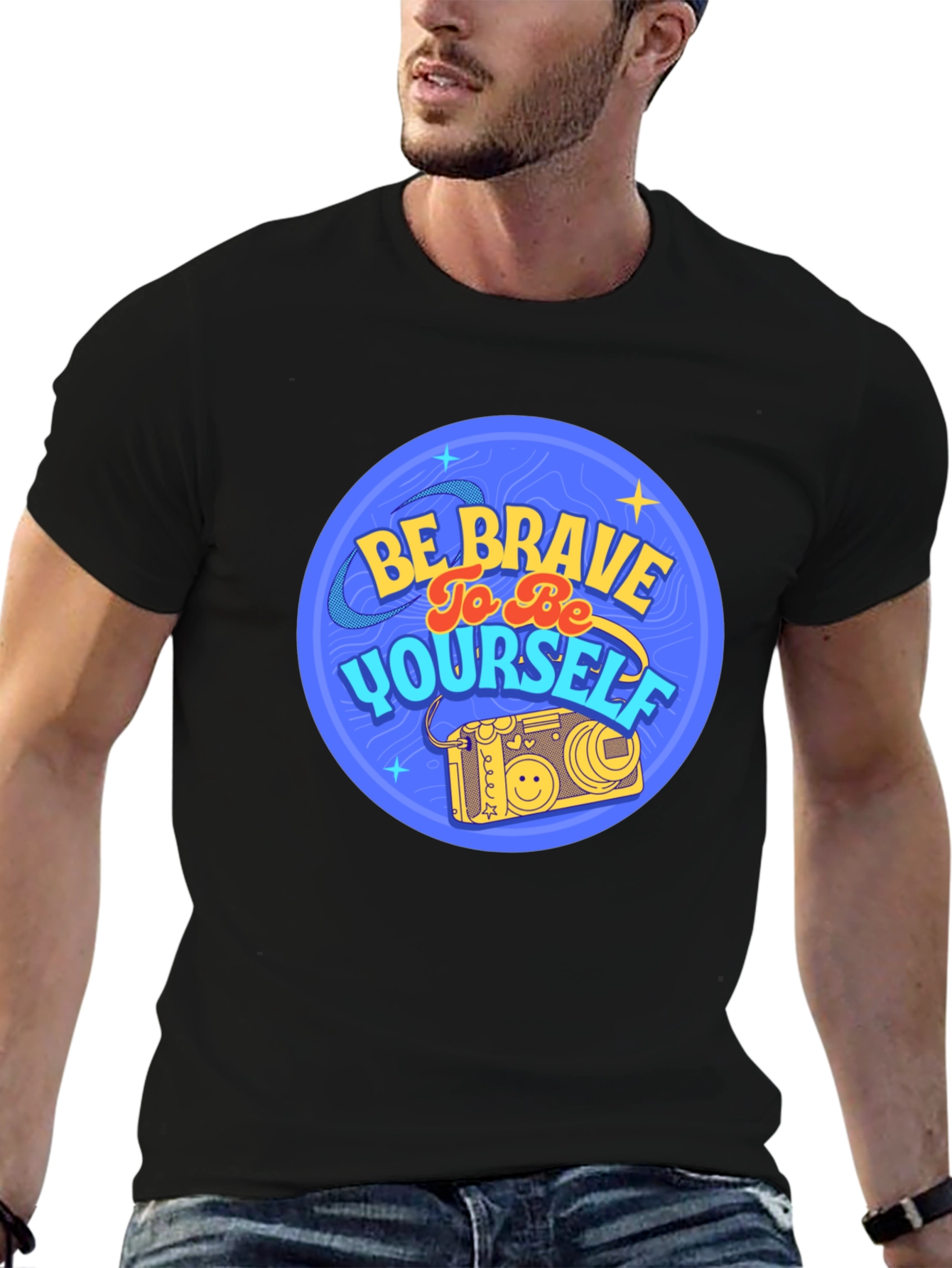 Black Be Brave To Be Yourself Black T-Shirt view 6
