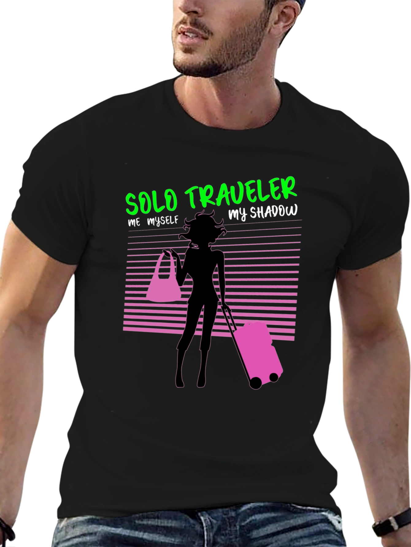 Solo Traveler Graphic Tee - Black Cotton T-Shirt - 6