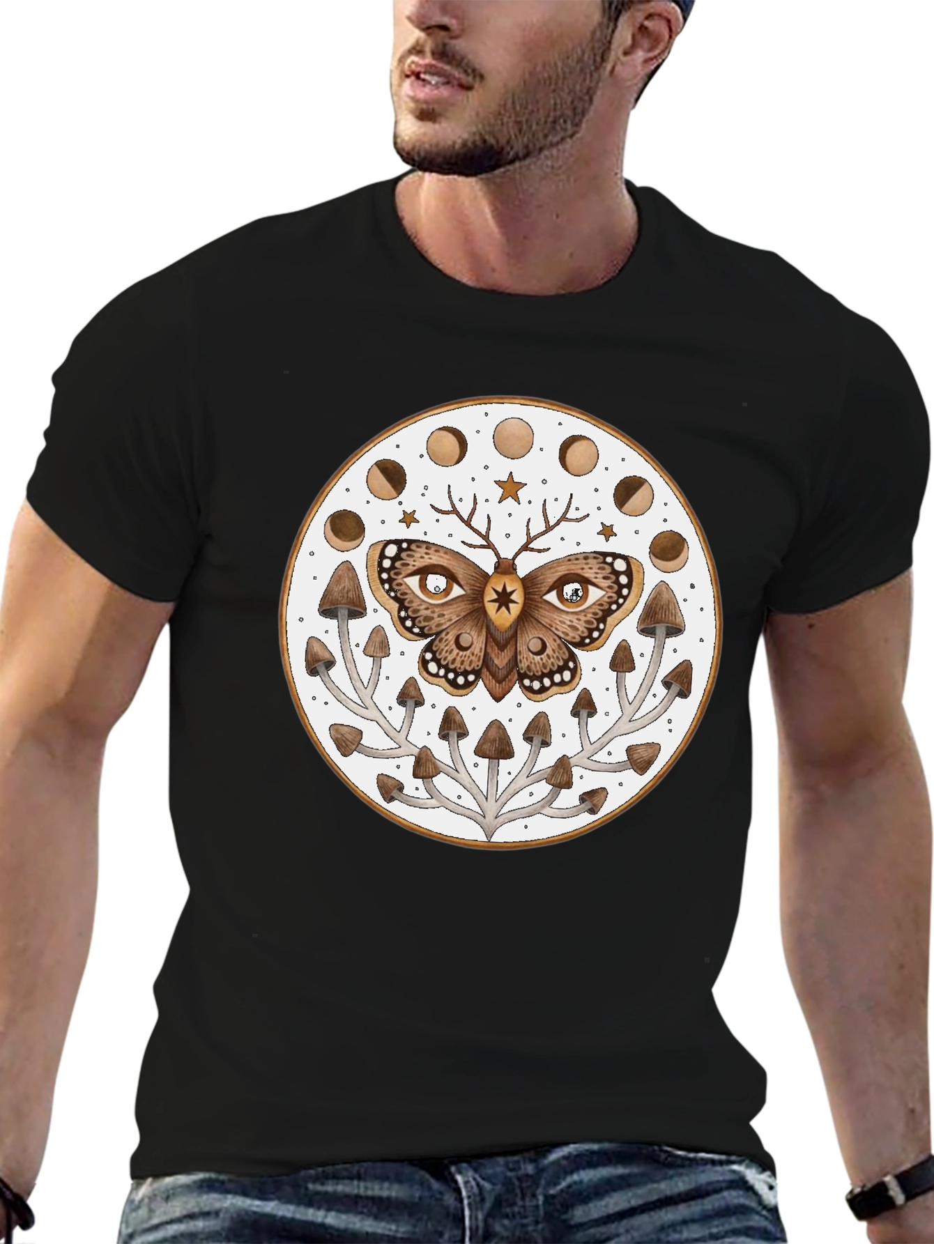 Moth Moon Phase Mushroom T-Shirt - 6