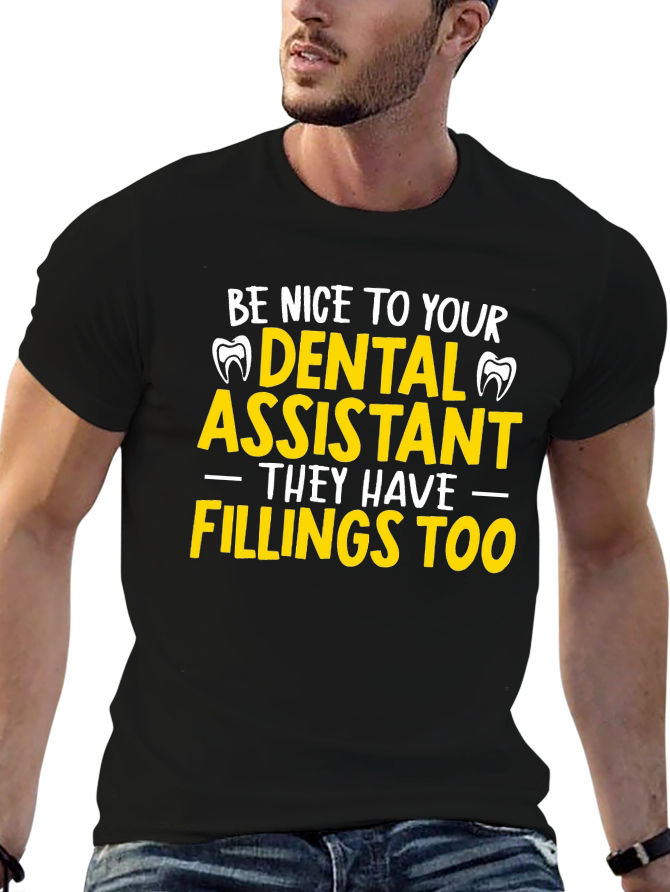 Black Dental Assistant Fillings T-Shirt view 6