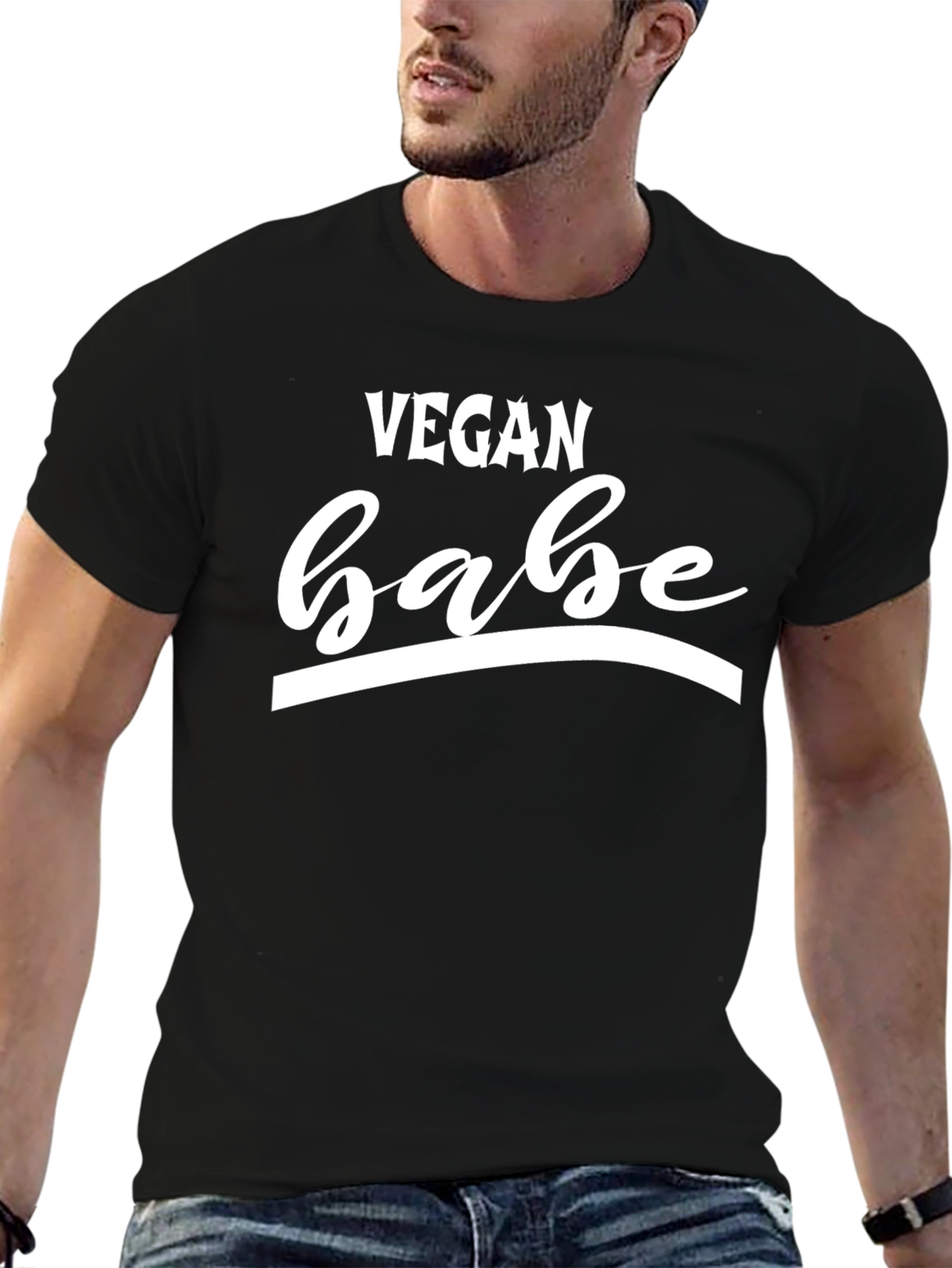 Black Vegan Babe Black T-Shirt - Stylish Vegan Apparel view 6
