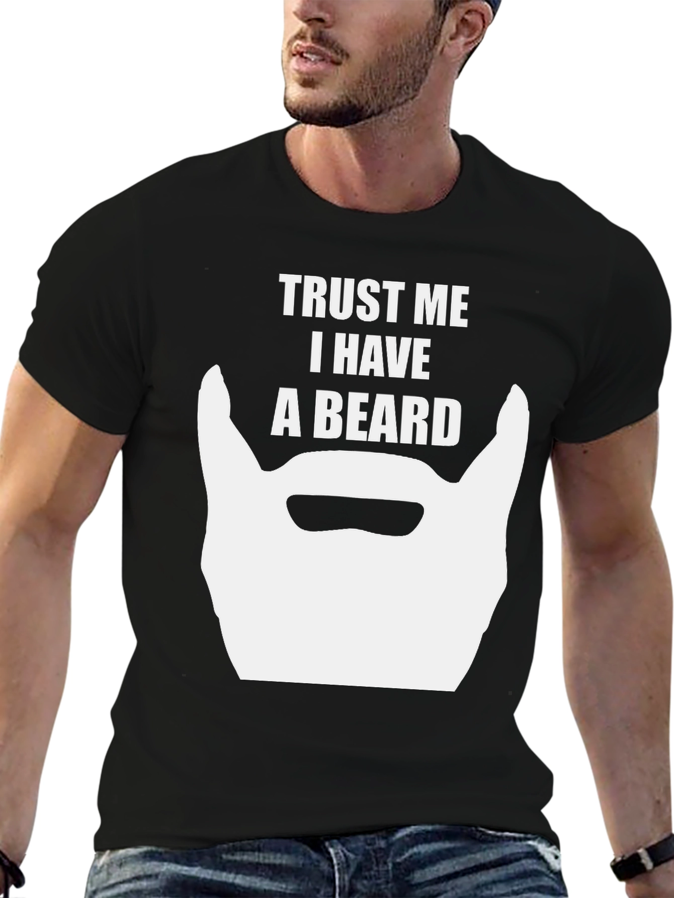 Black Trust Me I Have A Beard T-Shirt - Funny Graphic Tee view 6