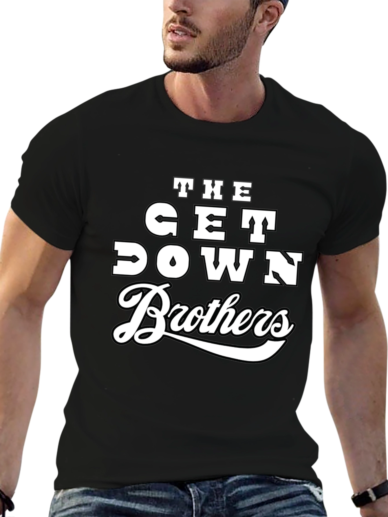 Black The Get Down Brothers Graphic Tee - Trendy Black T-Shirt view 6