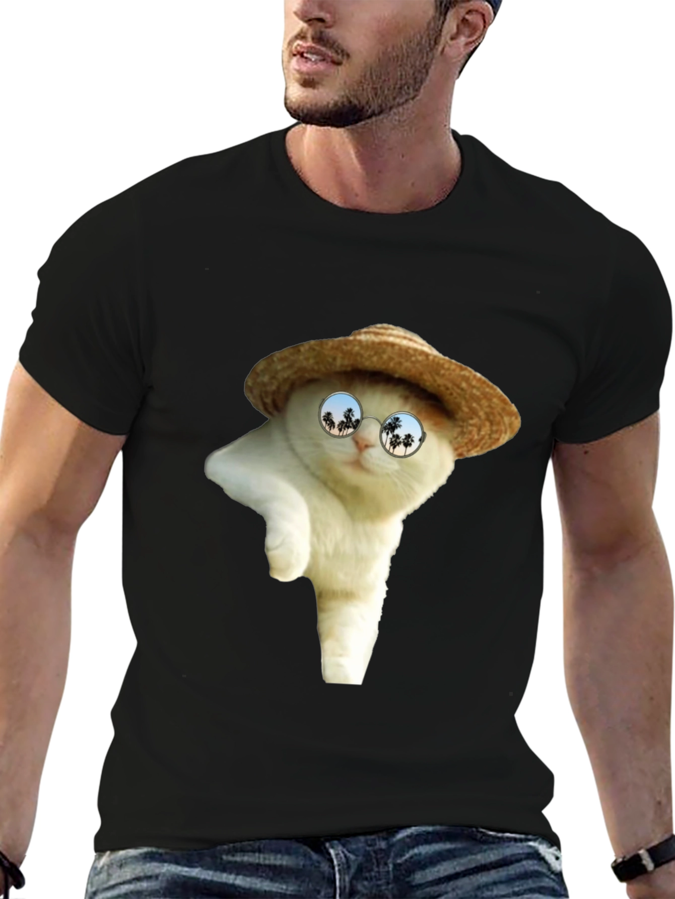 Black Cat in Hat T-Shirt view 6