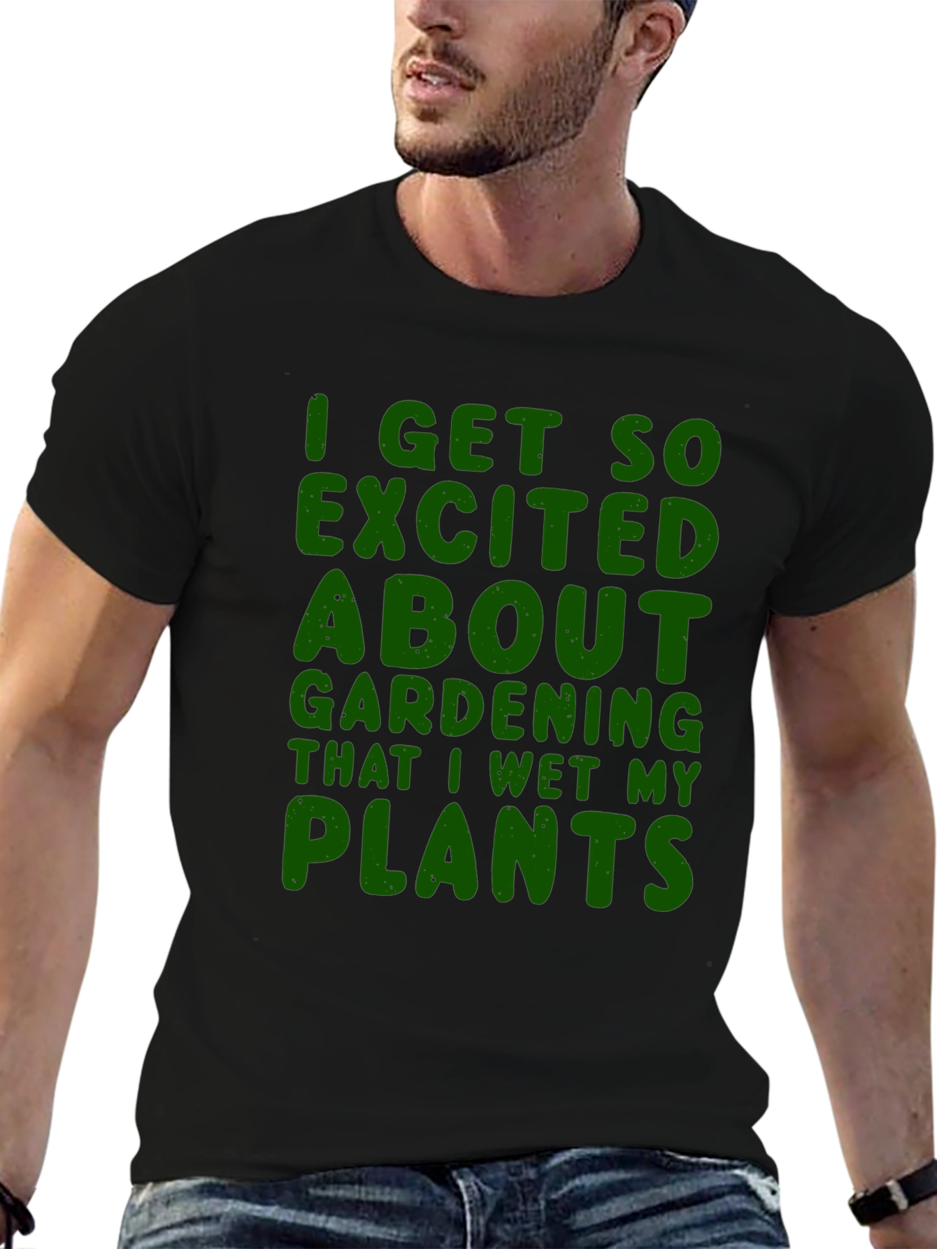 Black Gardening Humor T-Shirt - Wet My Plants view 6
