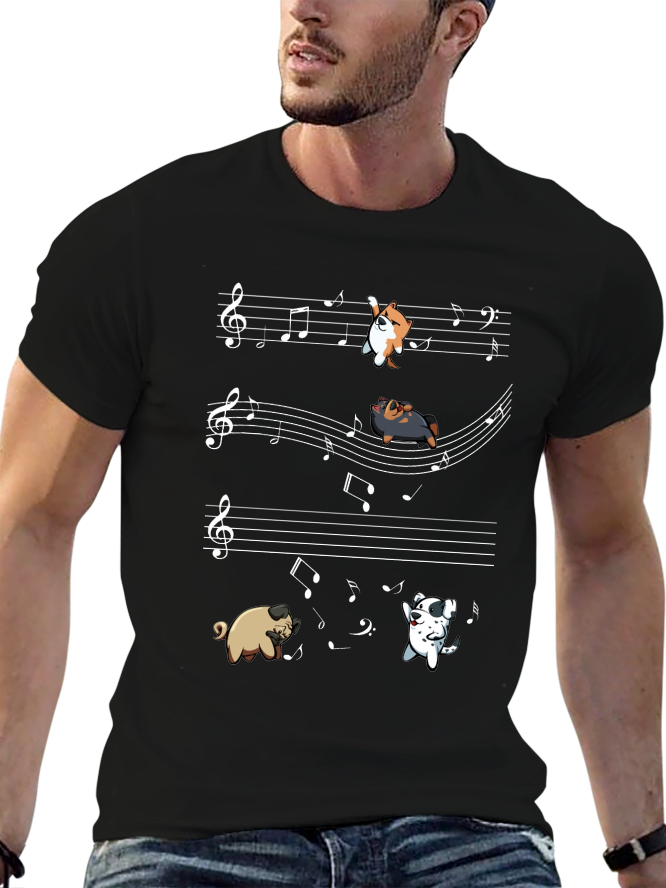 Black Dog Musical Notes T-Shirt view 6