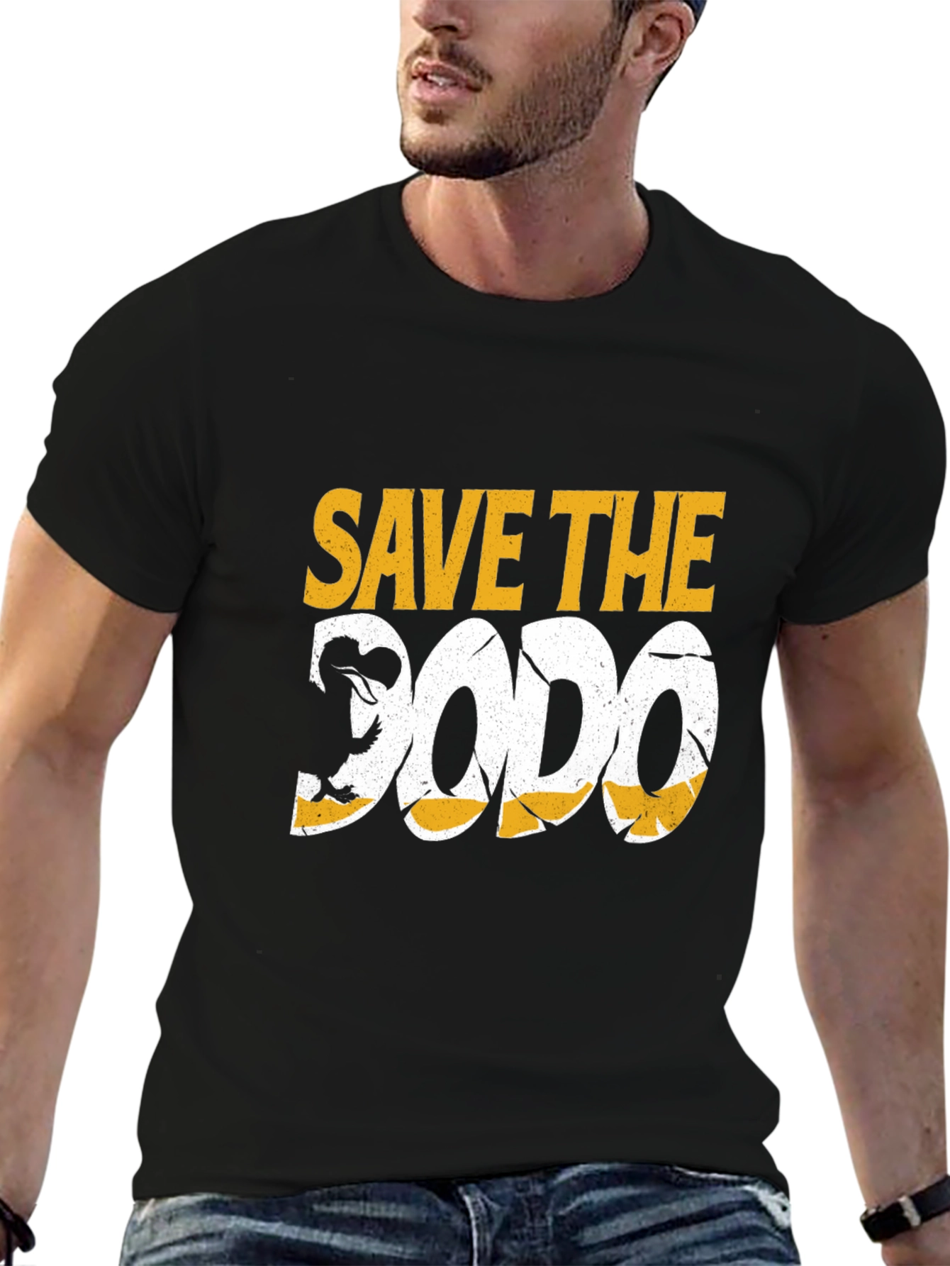 Black Save the Dodo Graphic Tee - Black Cotton T-Shirt view 6
