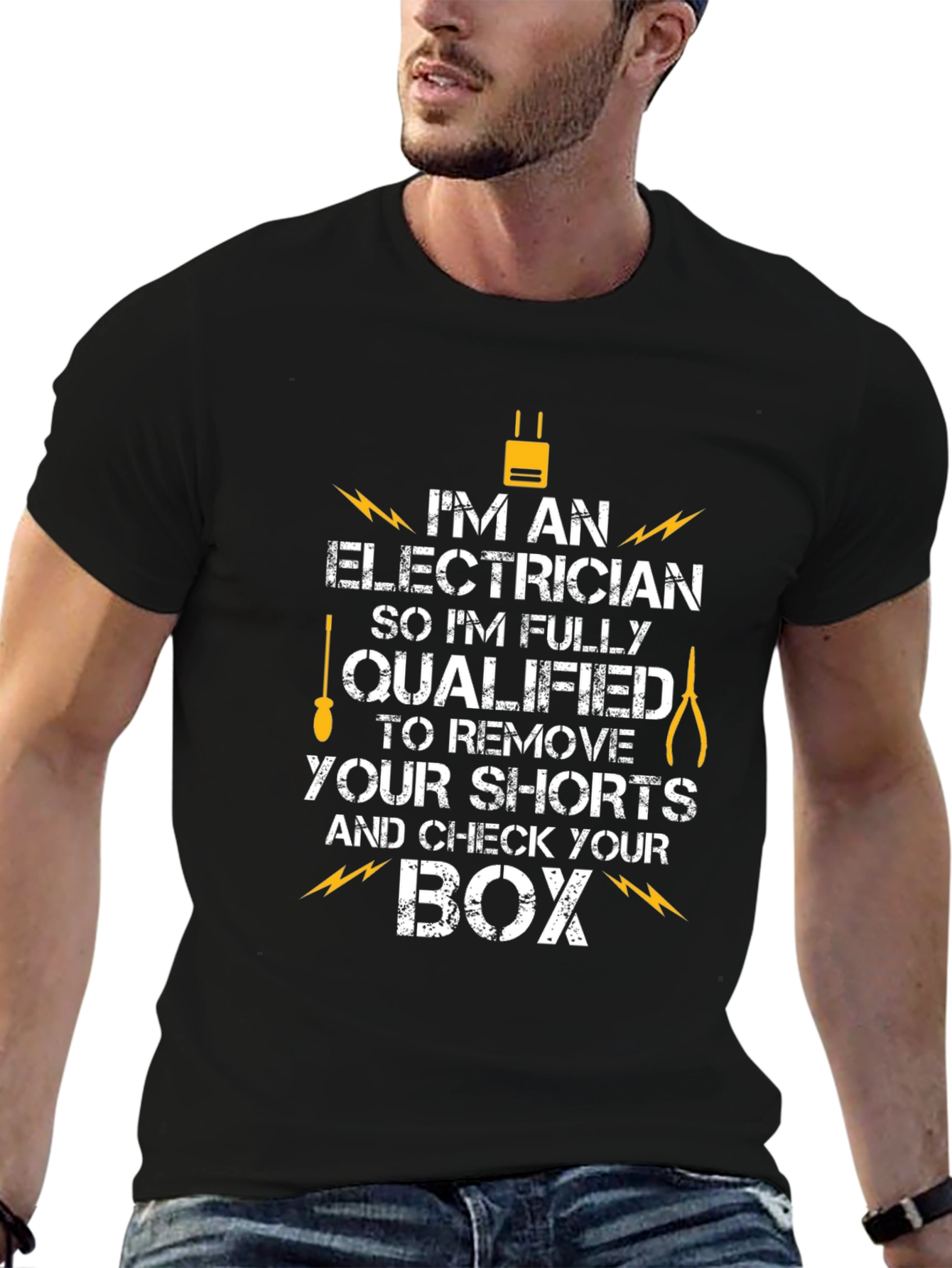 Black Electrician Humor Graphic T-Shirt view 6