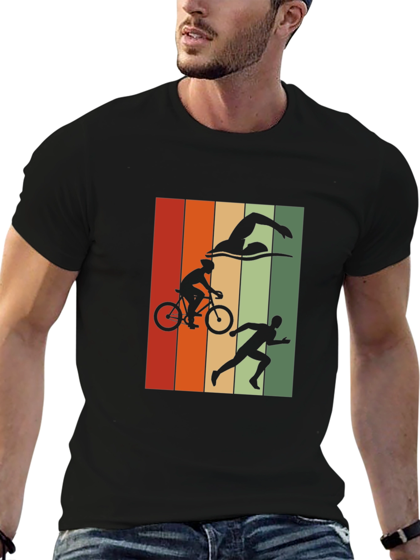 Black Triathlon Graphic T-Shirt - Black view 6